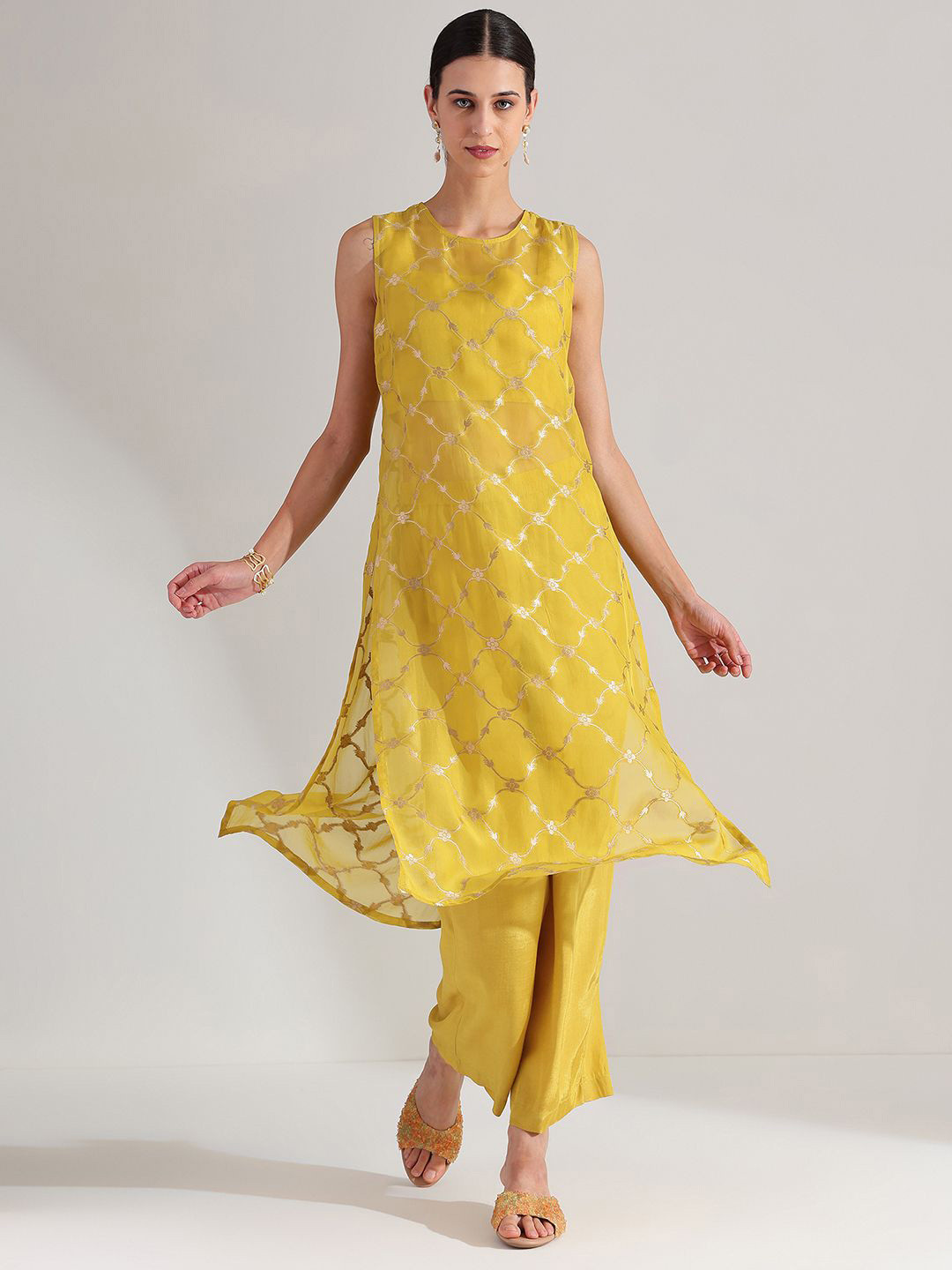 Pink Fort Women Layered Kurta with Trousers