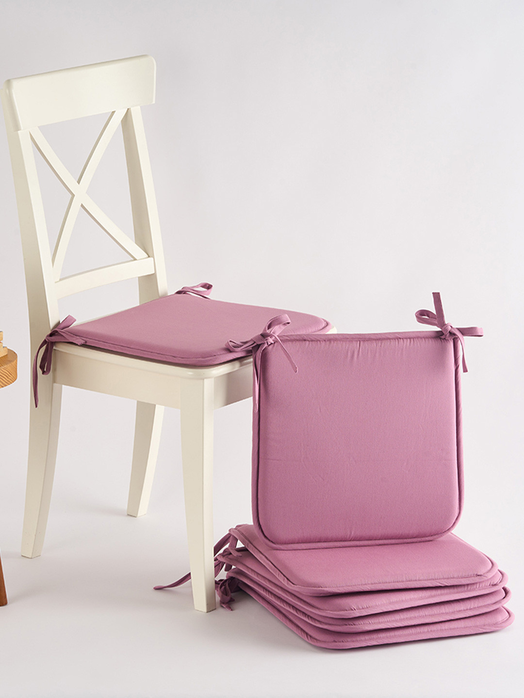 SKANDA FAB Set Of 6 Lilac Purple Pure Cotton Foam Chair Pad