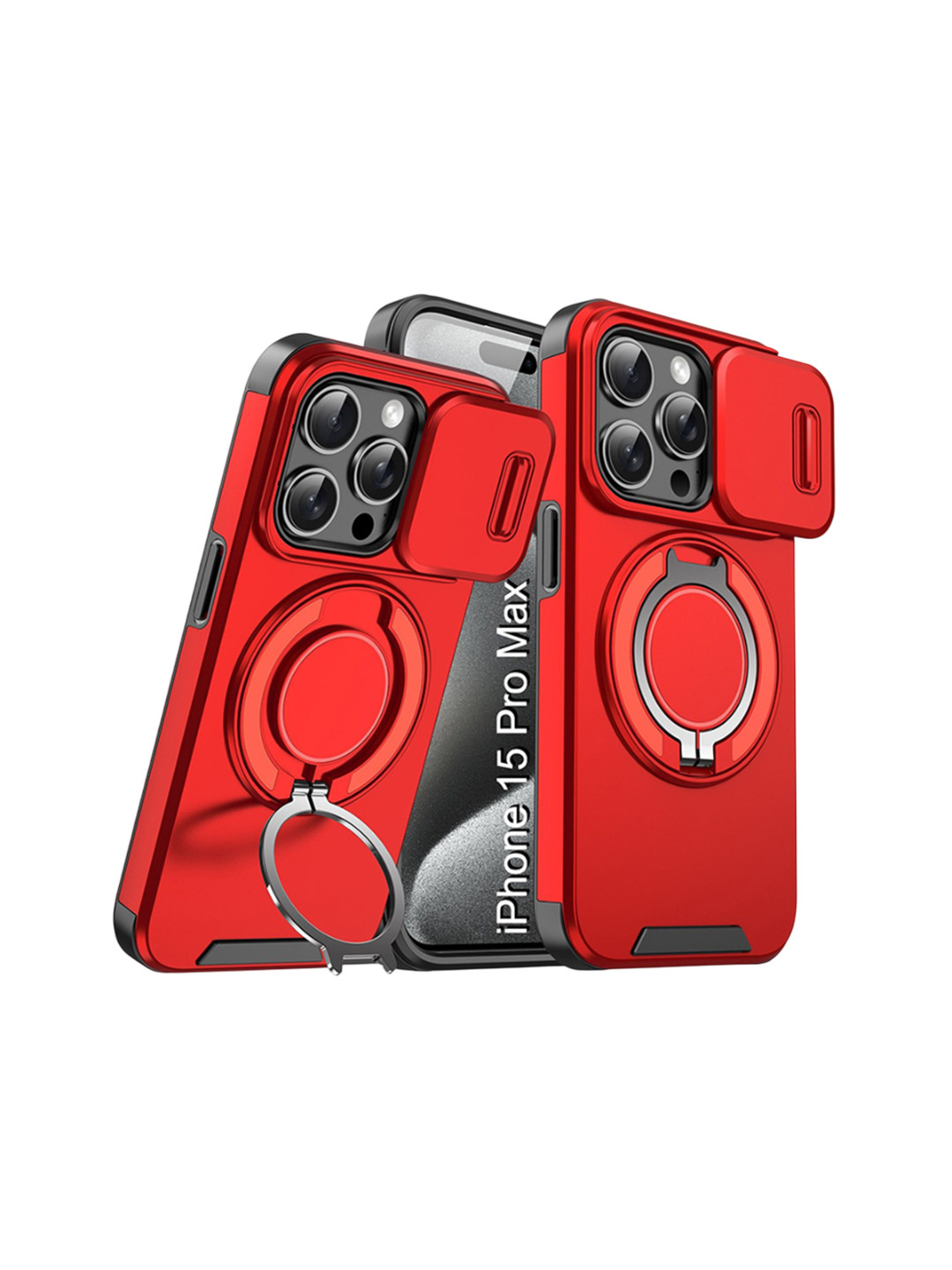 Luxury Kase Shockproof iPhone 15 Pro Max Magnetic Back Case With Slide Camera Cover