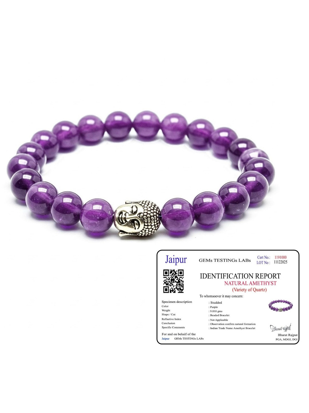 SENROAR Unisex Amethyst And Buddha Beads Bracelet