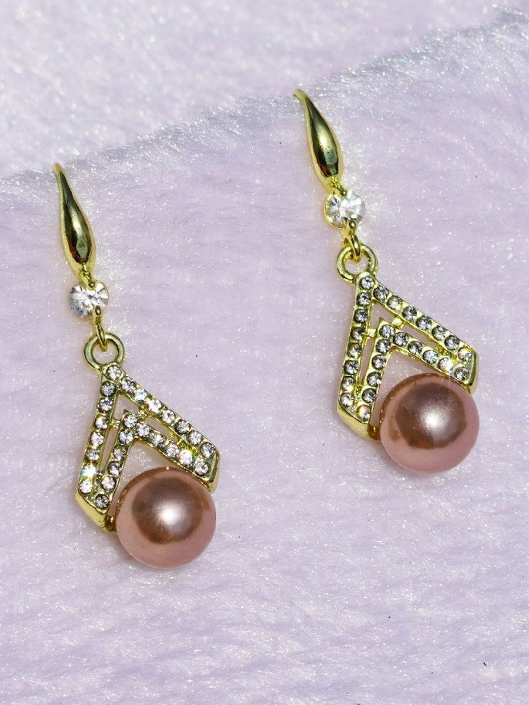 Dangle Drop Pink Pearl Long Earings