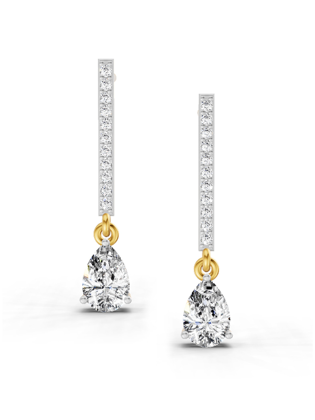 Sparkles 14K Yellow Gold Lab Grown Diamond 1.11 Carat Pear Shape Dangle Diamond Earrings
