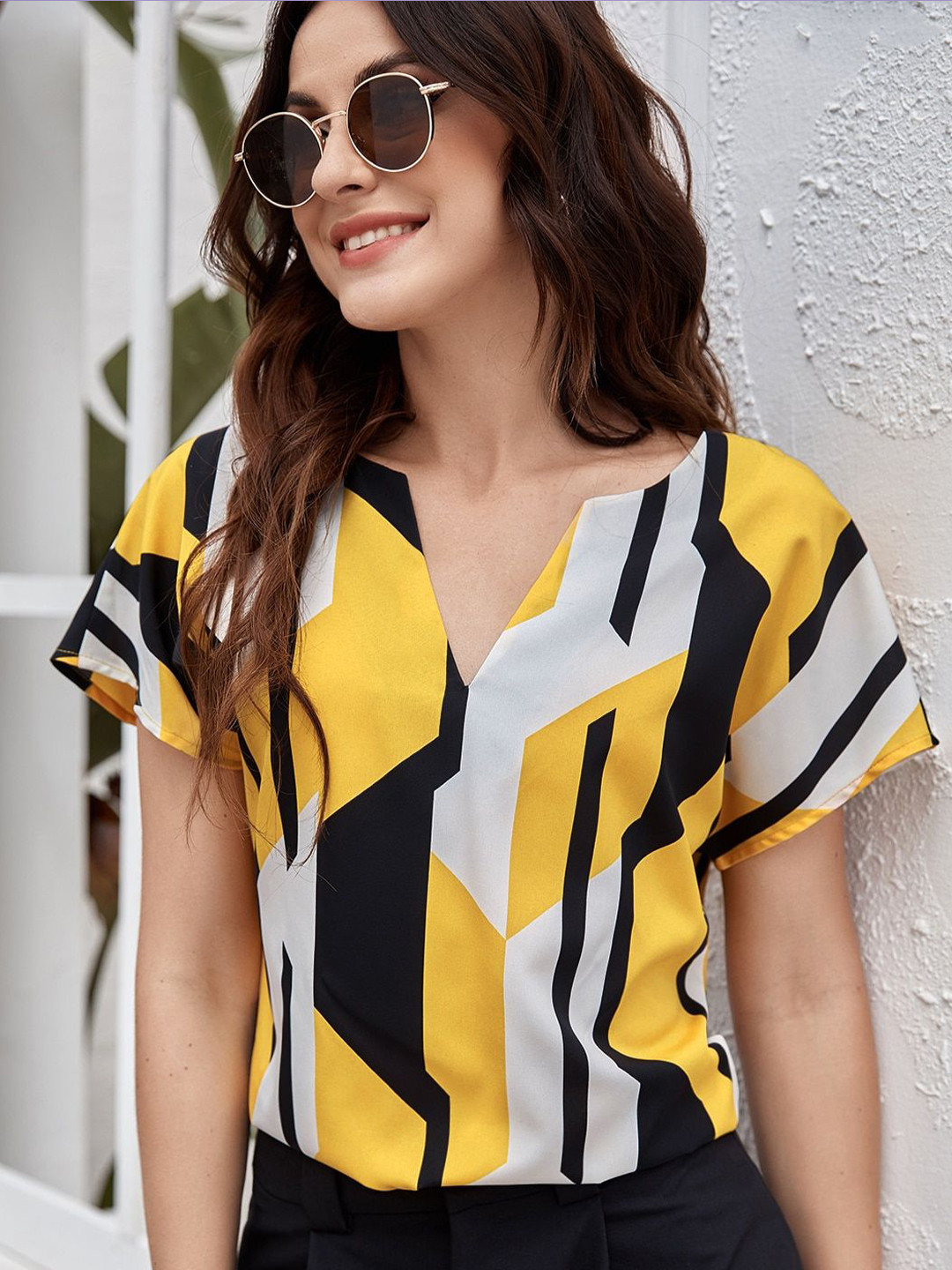 Honky Tonky Abstract Printed Crepe Top