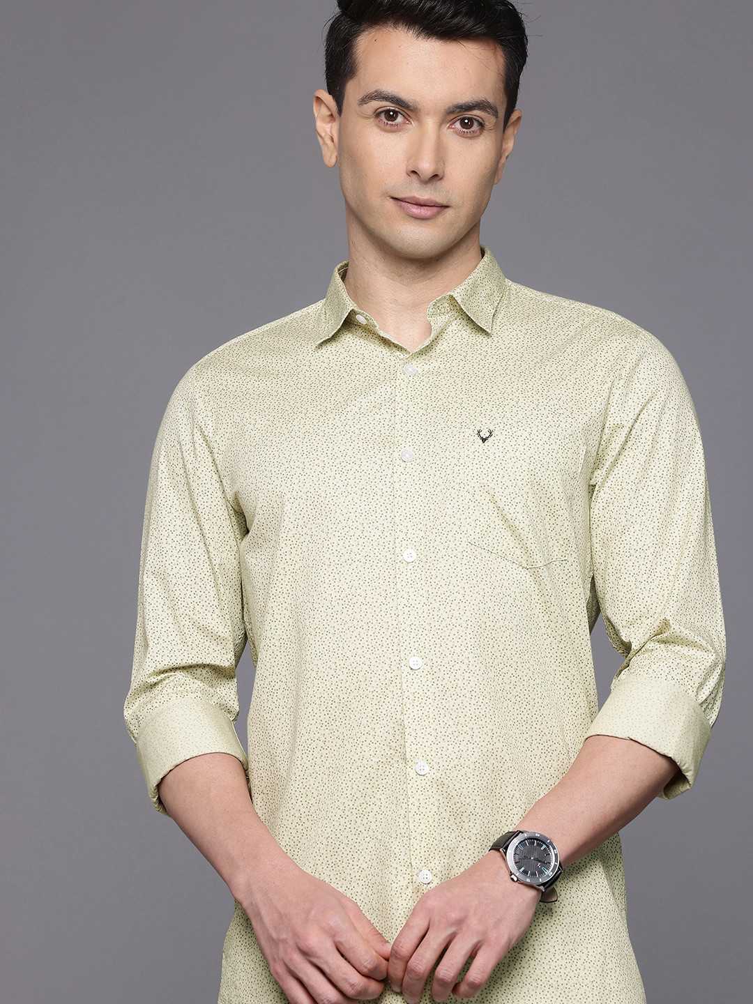 Allen Solly Comfort Slim Fit Micro Ditsy Printed Pure Cotton Casual Shirt