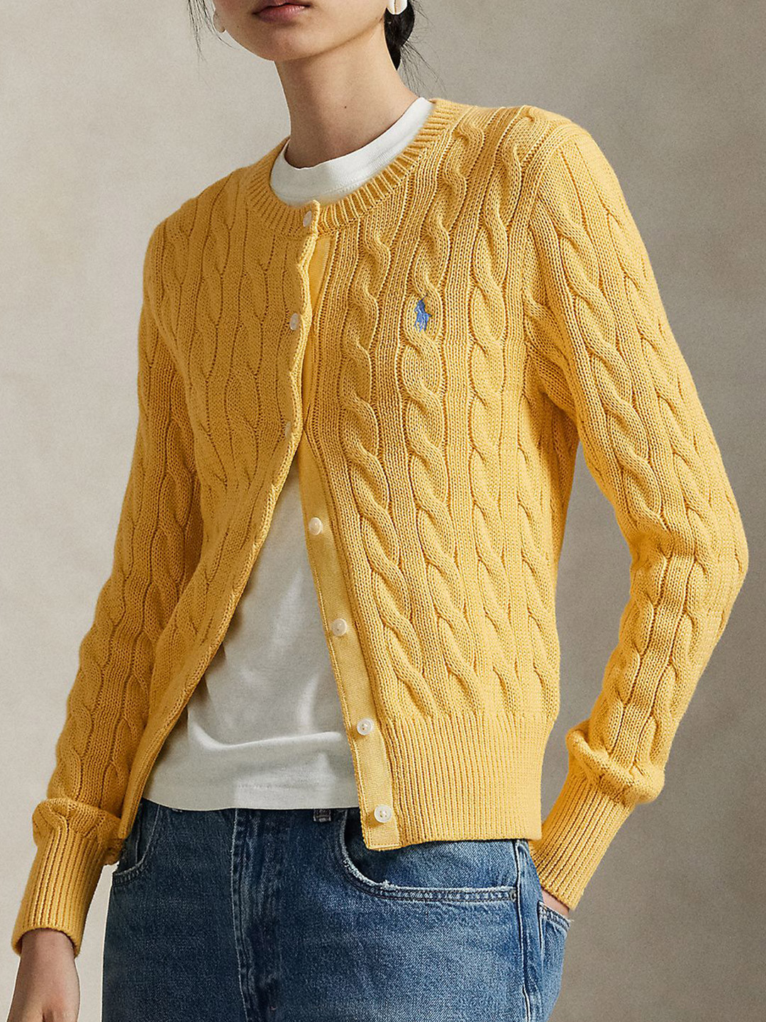 Polo Ralph Lauren Women Yellow Ribbed Woollen Sweater Vest