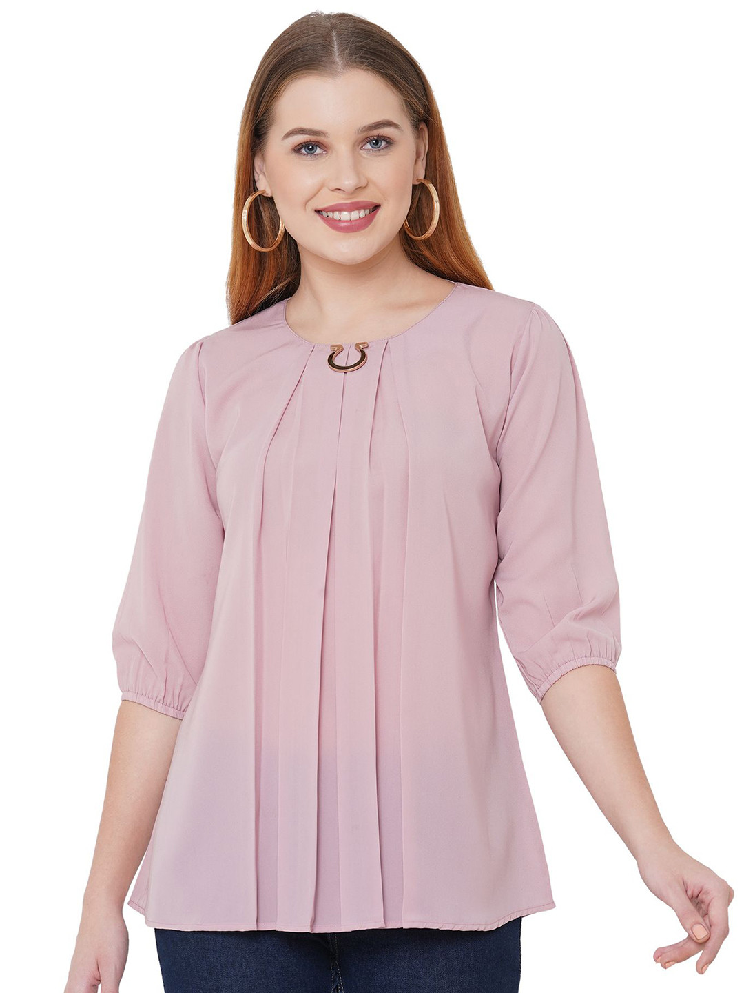 G0-4 IT Women Embellished Puff Sleeve Georgette Top