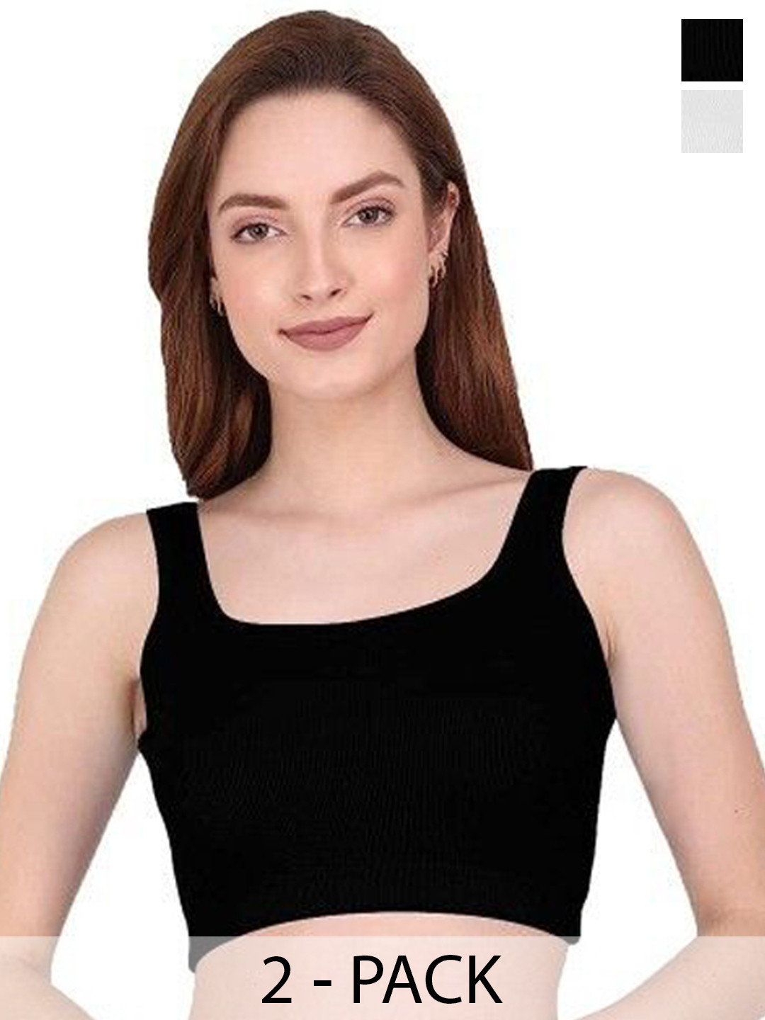 MIXFIT Pack Of 2 Ribbed Square Neck Crop Tops