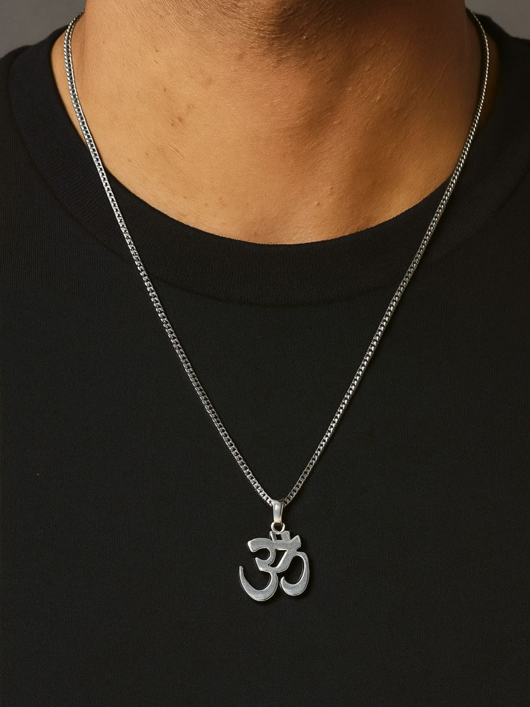 AQUASTREET 18K Silver Plated Waterproof Anti-Tarnish Om Pendant Necklace