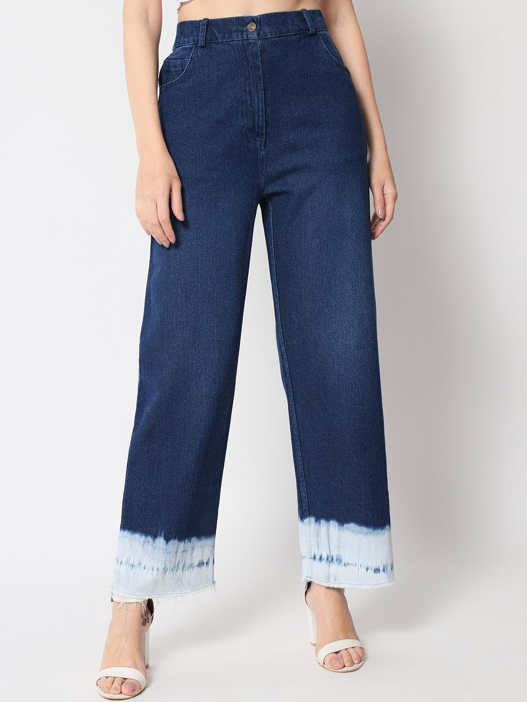 R.Code by The Roadster Life Co. Women Flared High-Rise Bottom Tye Dye Cotton Jeans