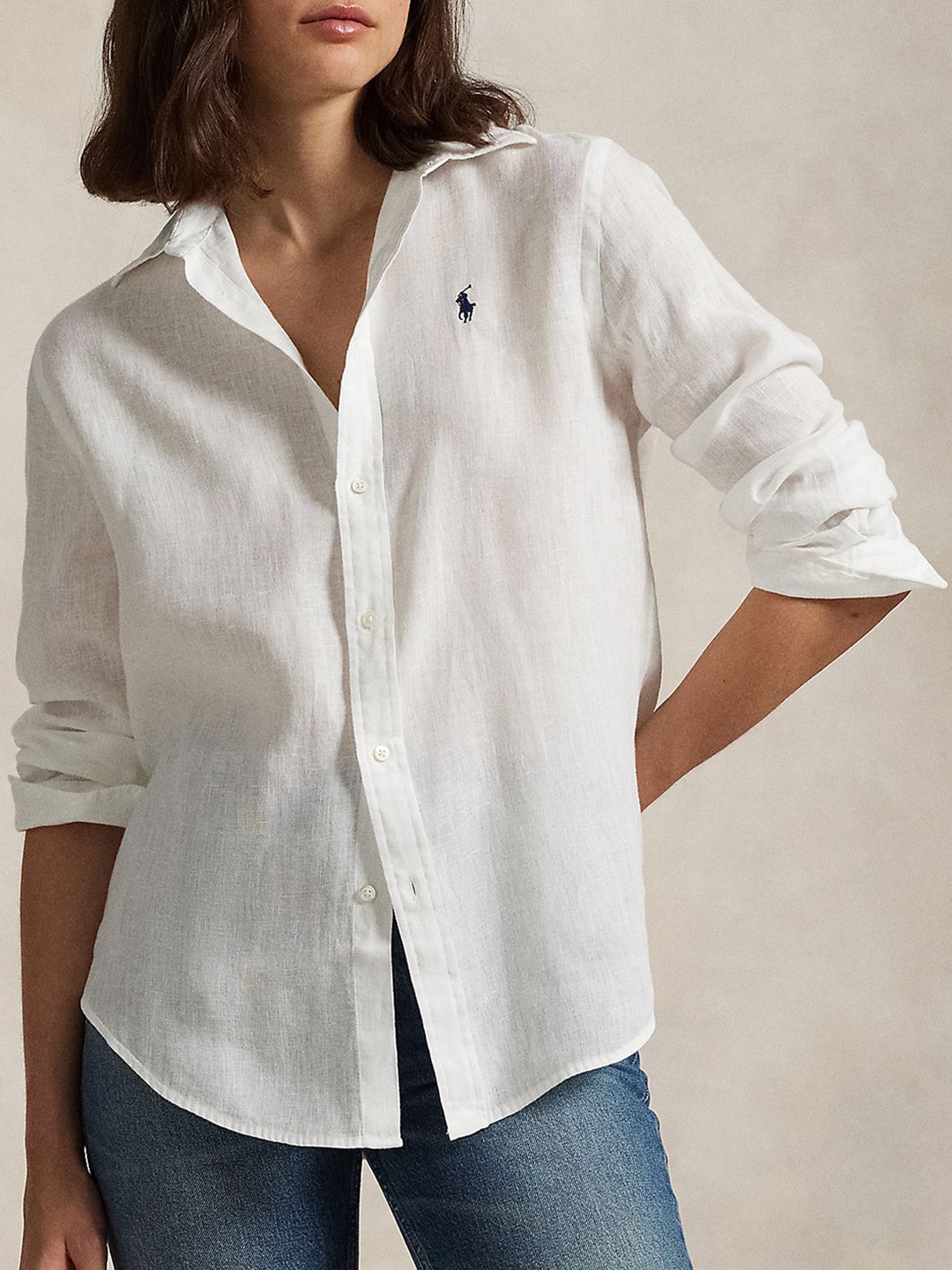 Polo Ralph Lauren Brand Logo Printed Linen Classic Fit Shirt