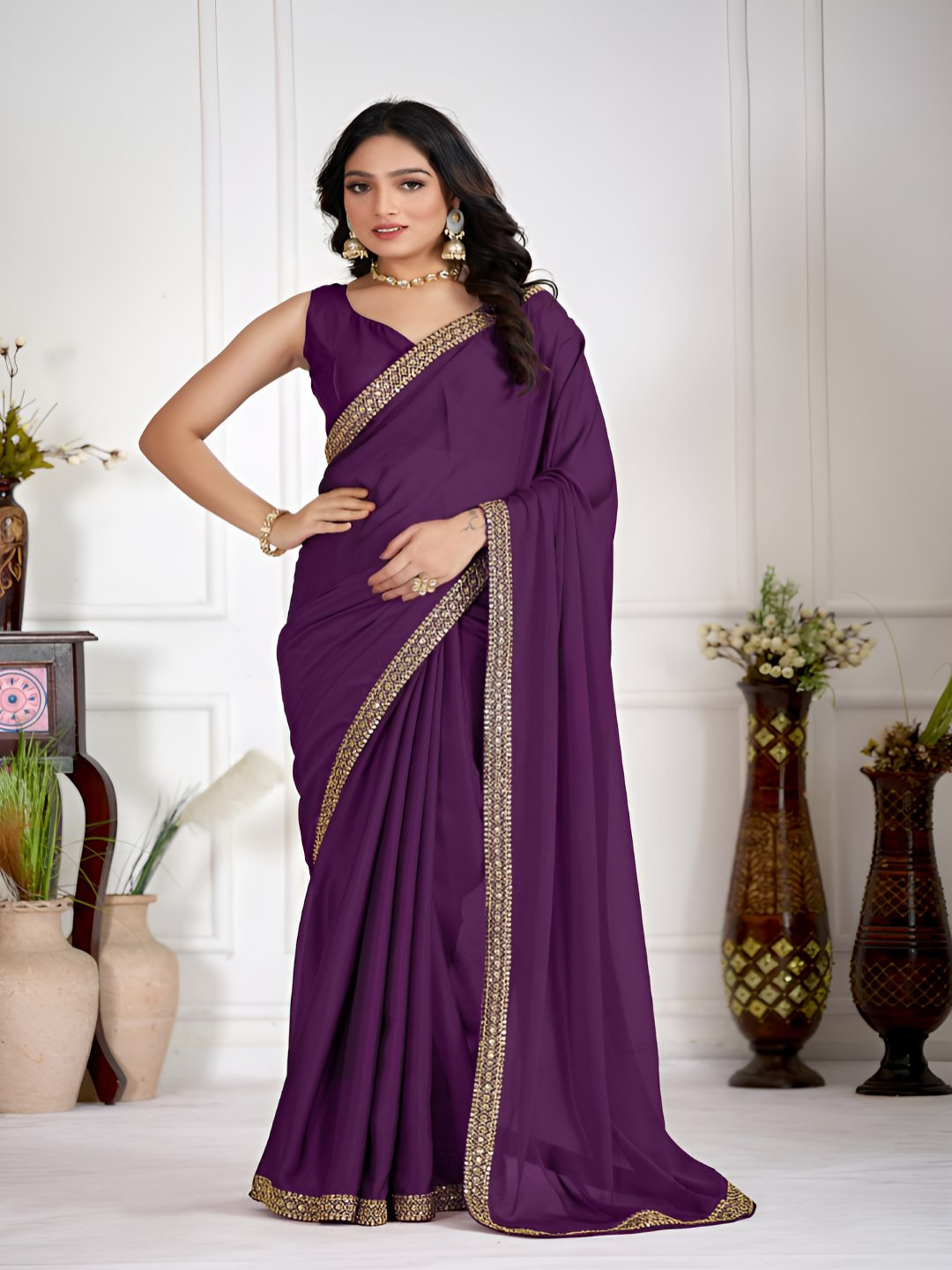 Paramparik Textile Embroidered Satin Saree