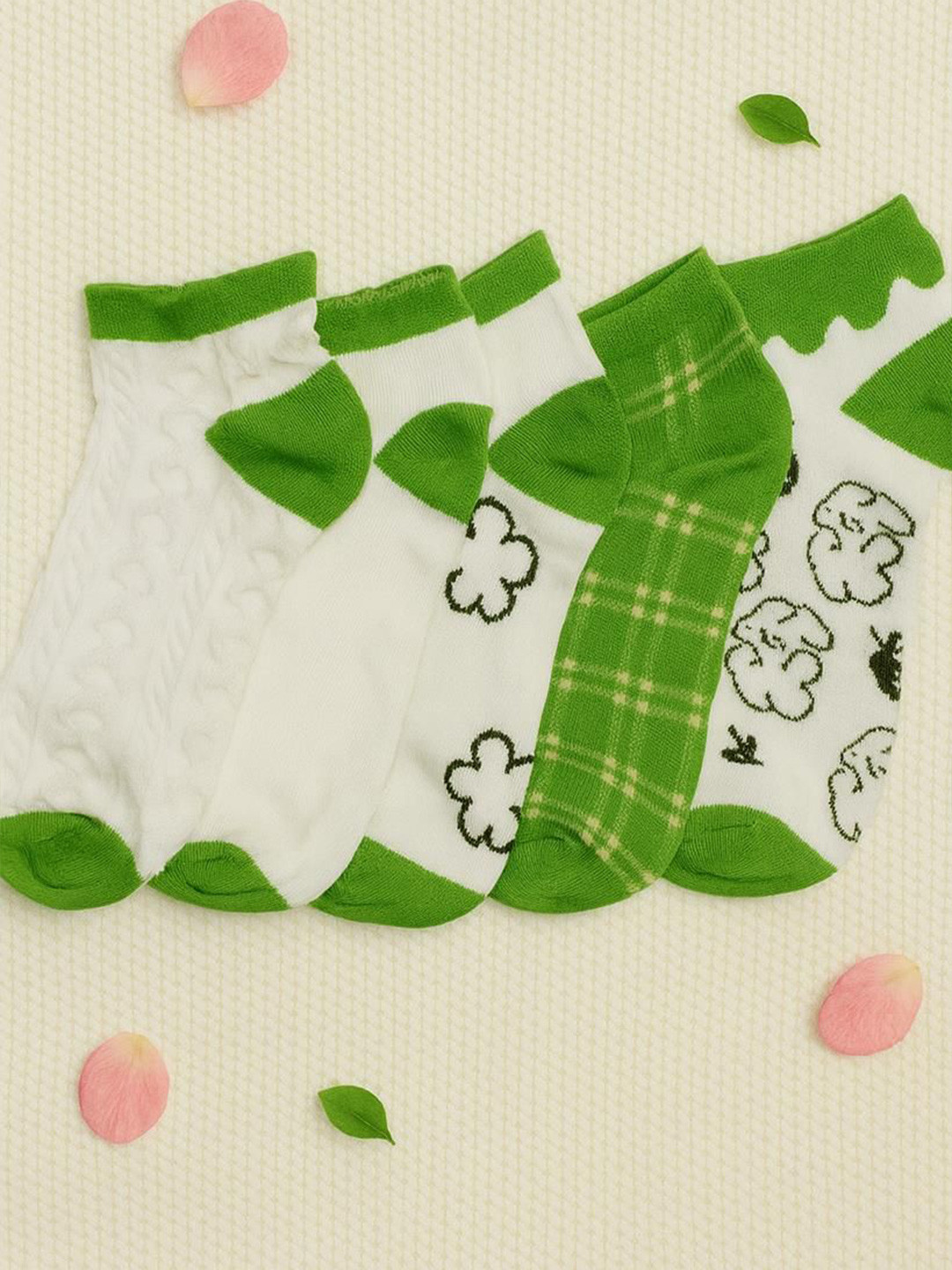 J Style Women Pack Of 5 Patterned Ankle Length Socks