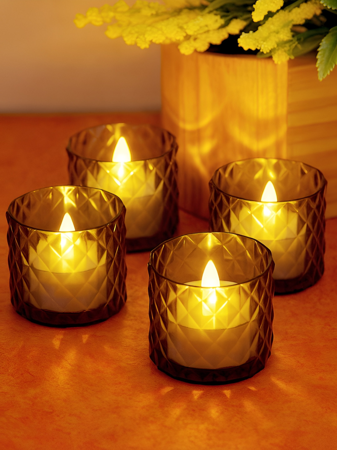 Homesake Black 4 Pieces Tea Light LED Candles
