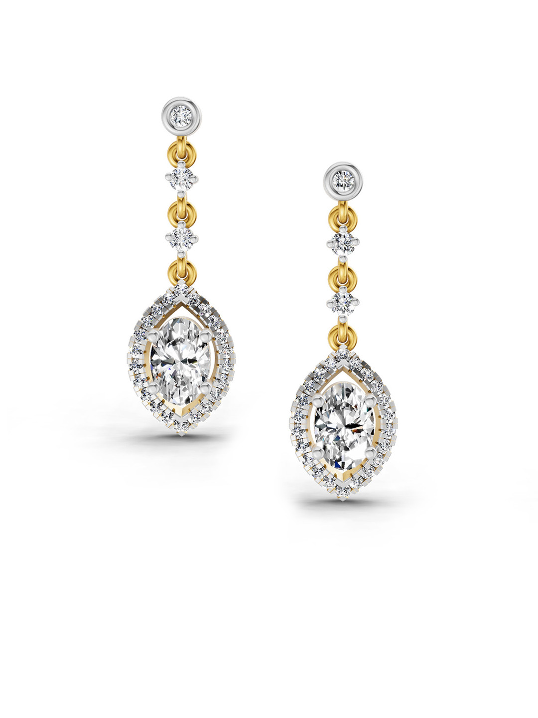 Sparkles 14K Yellow Gold Lab Grown Diamond 1.36 Carat Pear Shape Dangle Diamond Earrings