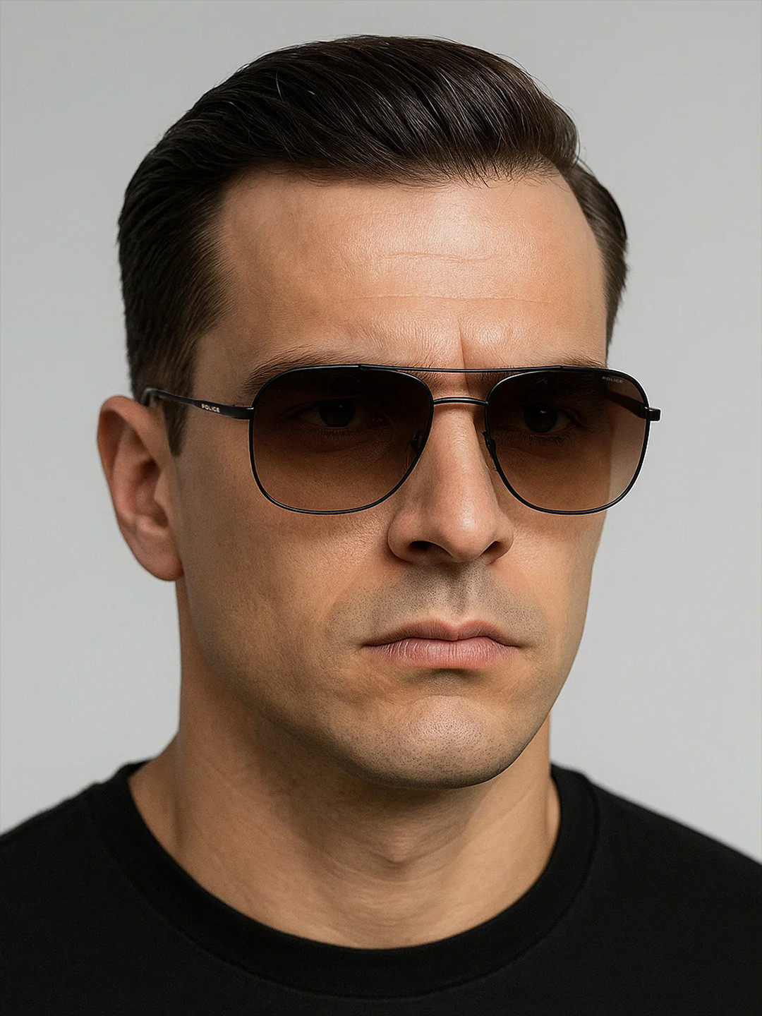 Police Men Square UV Protected Sunglasses SPLP60K57641SG-Brown