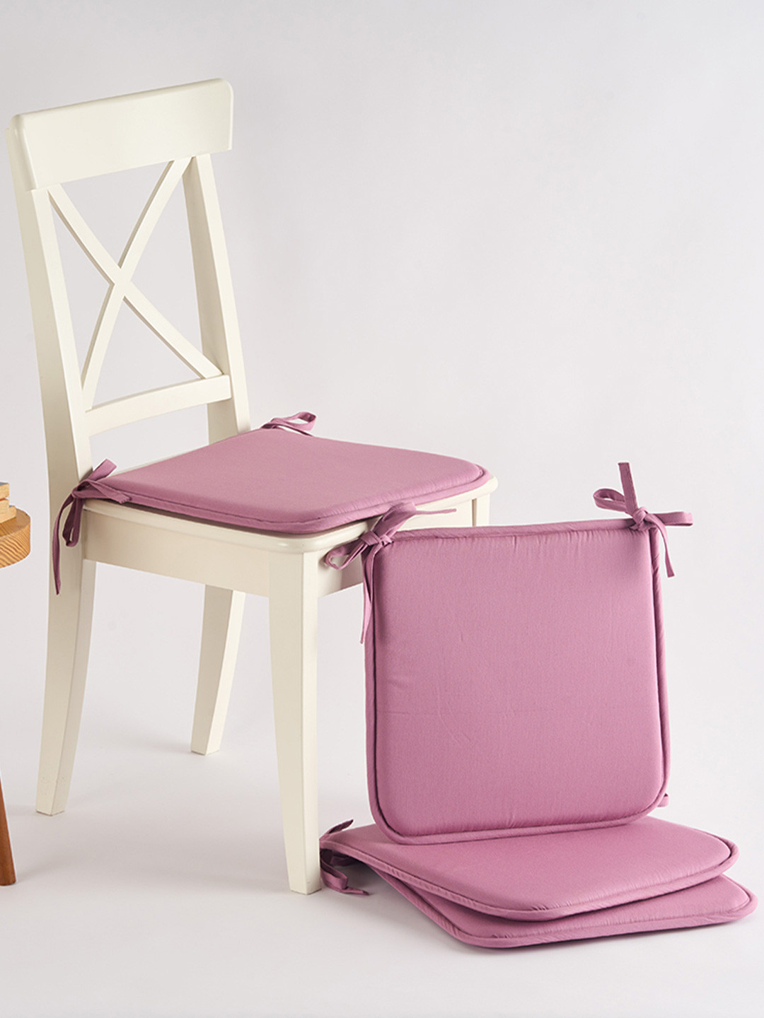 SKANDA FAB Set Of 4 Lilac Purple Pure Cotton Foam Chair Pad