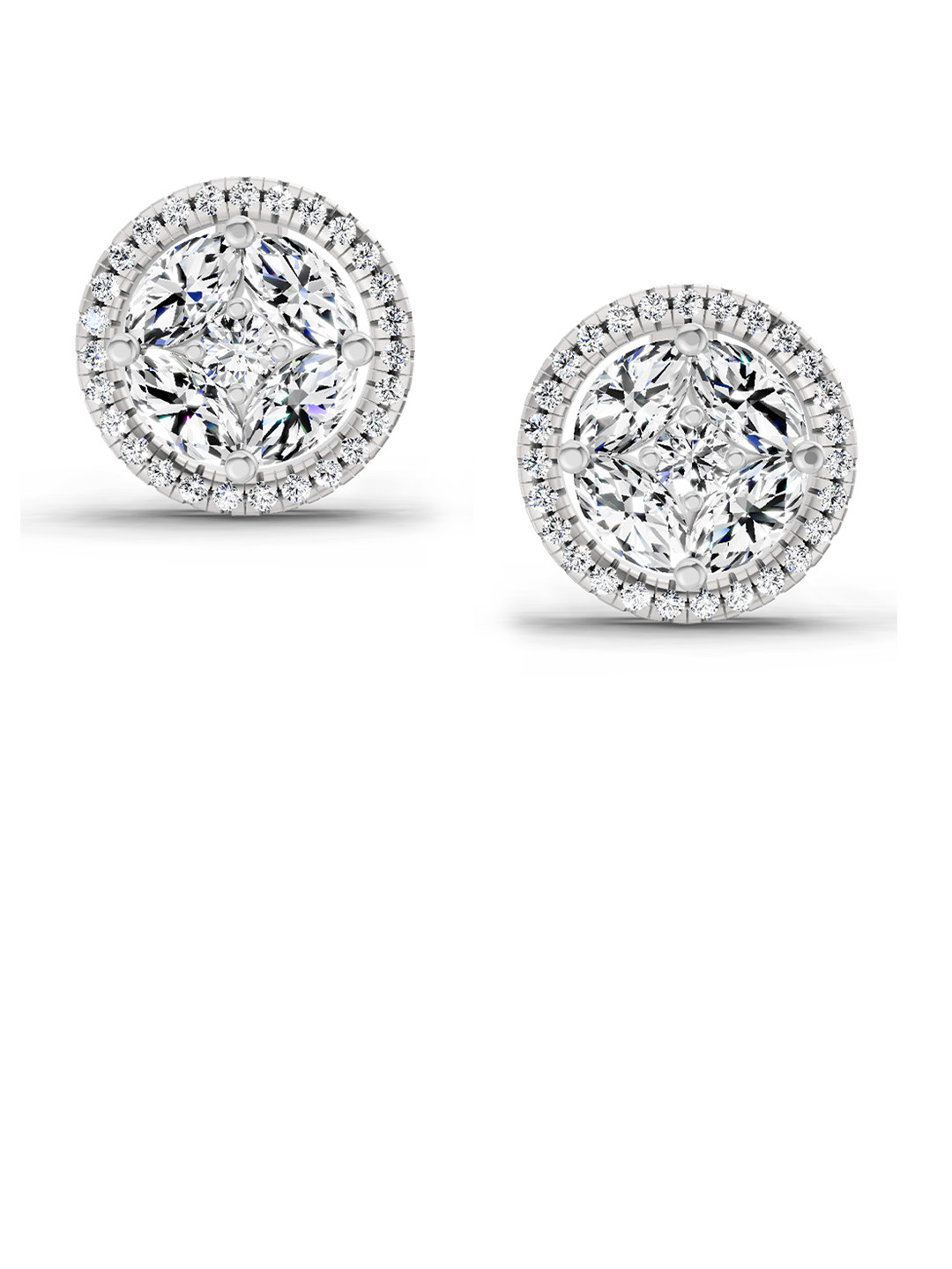 Sparkles 14K White Gold Lab Grown Diamond  0.79 Carat Marquise Diamond Cluster Earrings