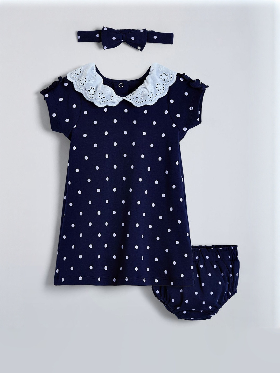 Pure Cotton Schiffli Casual Dress with Bloomer
