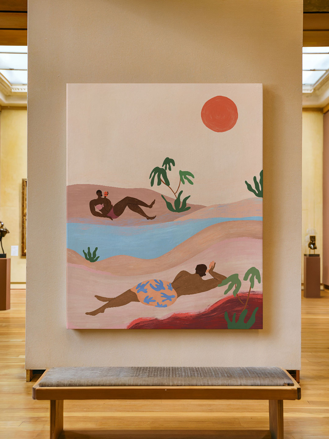 ASIAN MONK Multicoloured Costal Wall Paintings