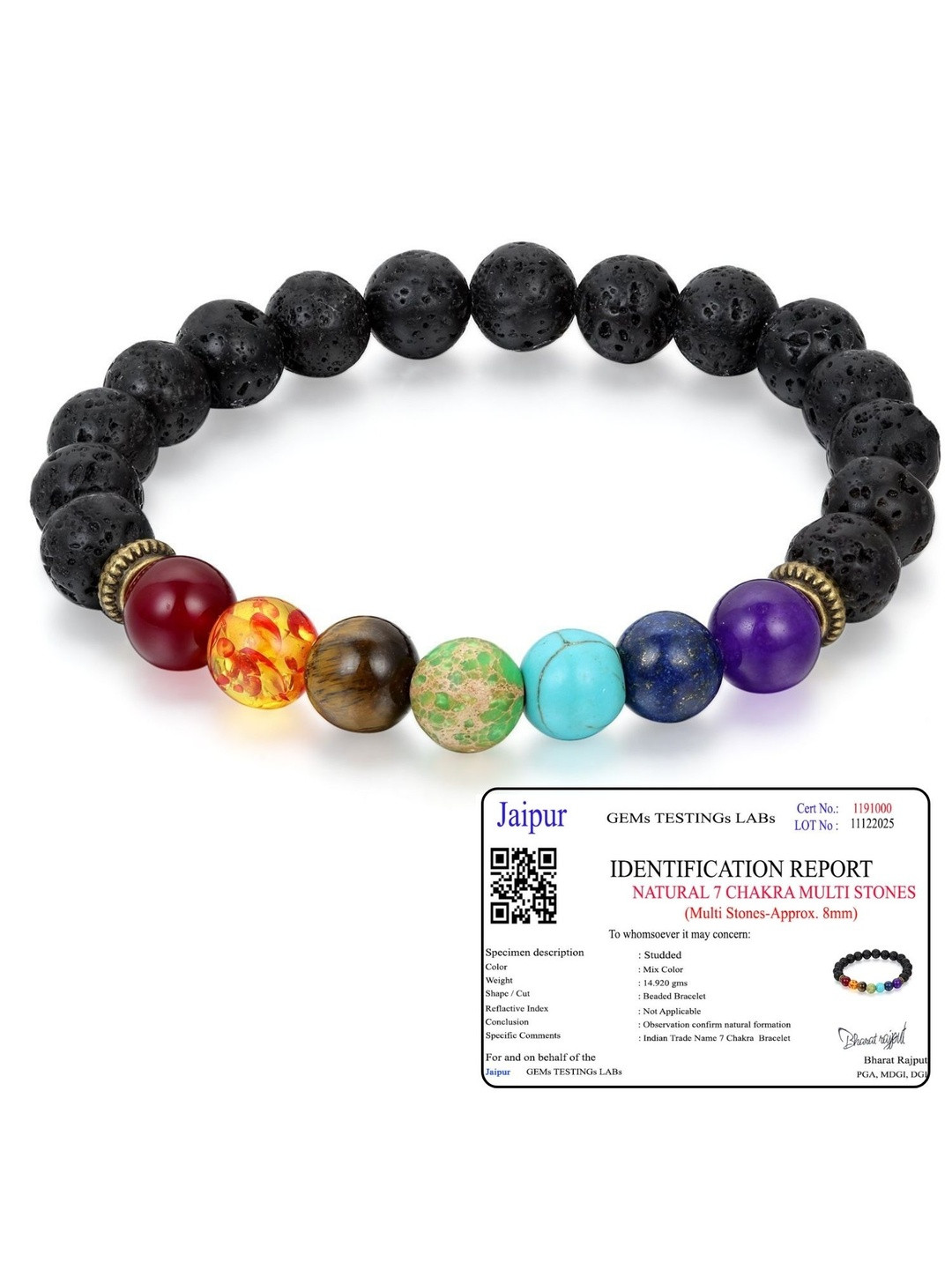 SENROAR Unisex Lava 7 Chakra Bracelet