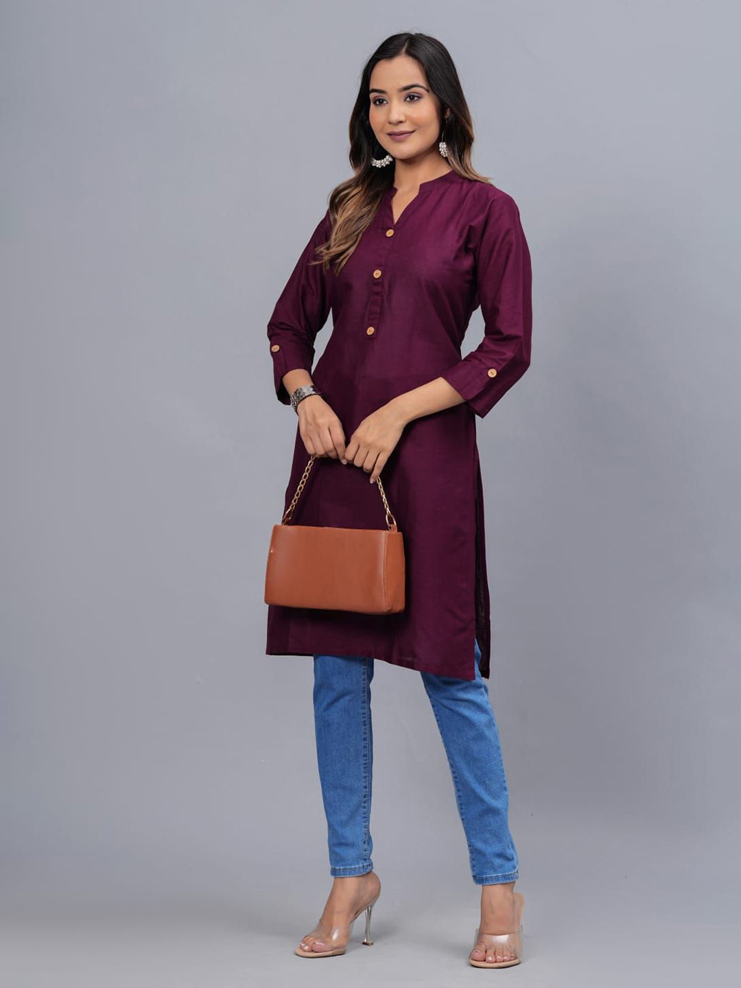 CROESUS Women Solid Daily Cotton Straight Kurta