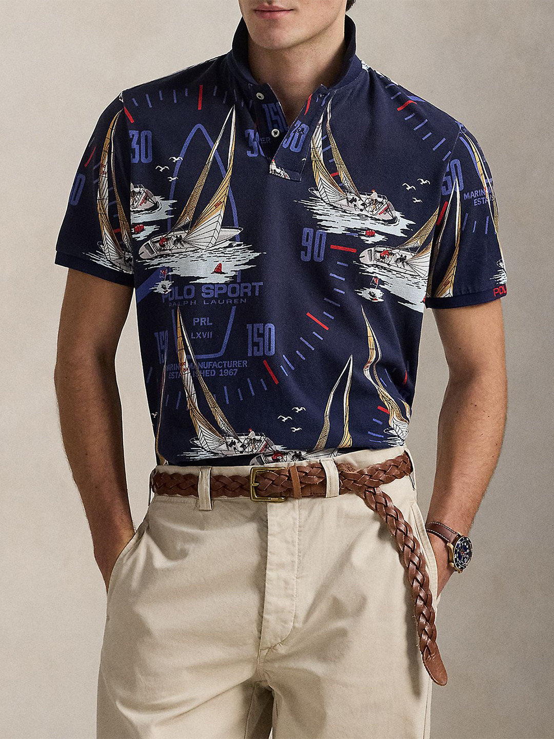 Polo Ralph Lauren Printed Cotton Classic Fit Nautical Mesh Polo T-shirt