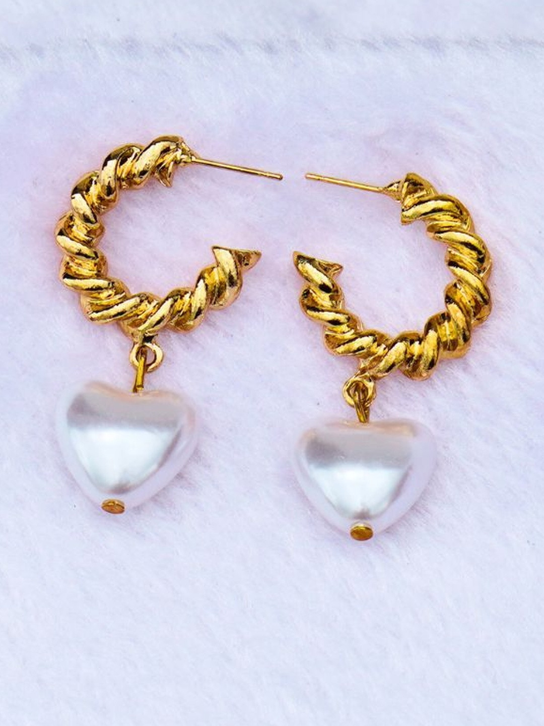 Minimalist Gold Plated Heart Shaped Drop Earrings