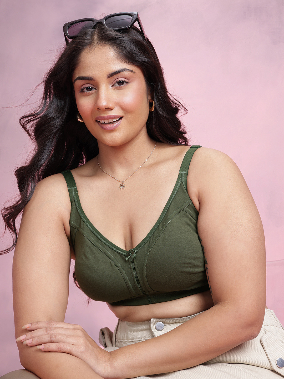 DressBerry Plus Size Medium Coverage Non-Padded Lace Inserts Everyday Bra MK50-BD-TBC