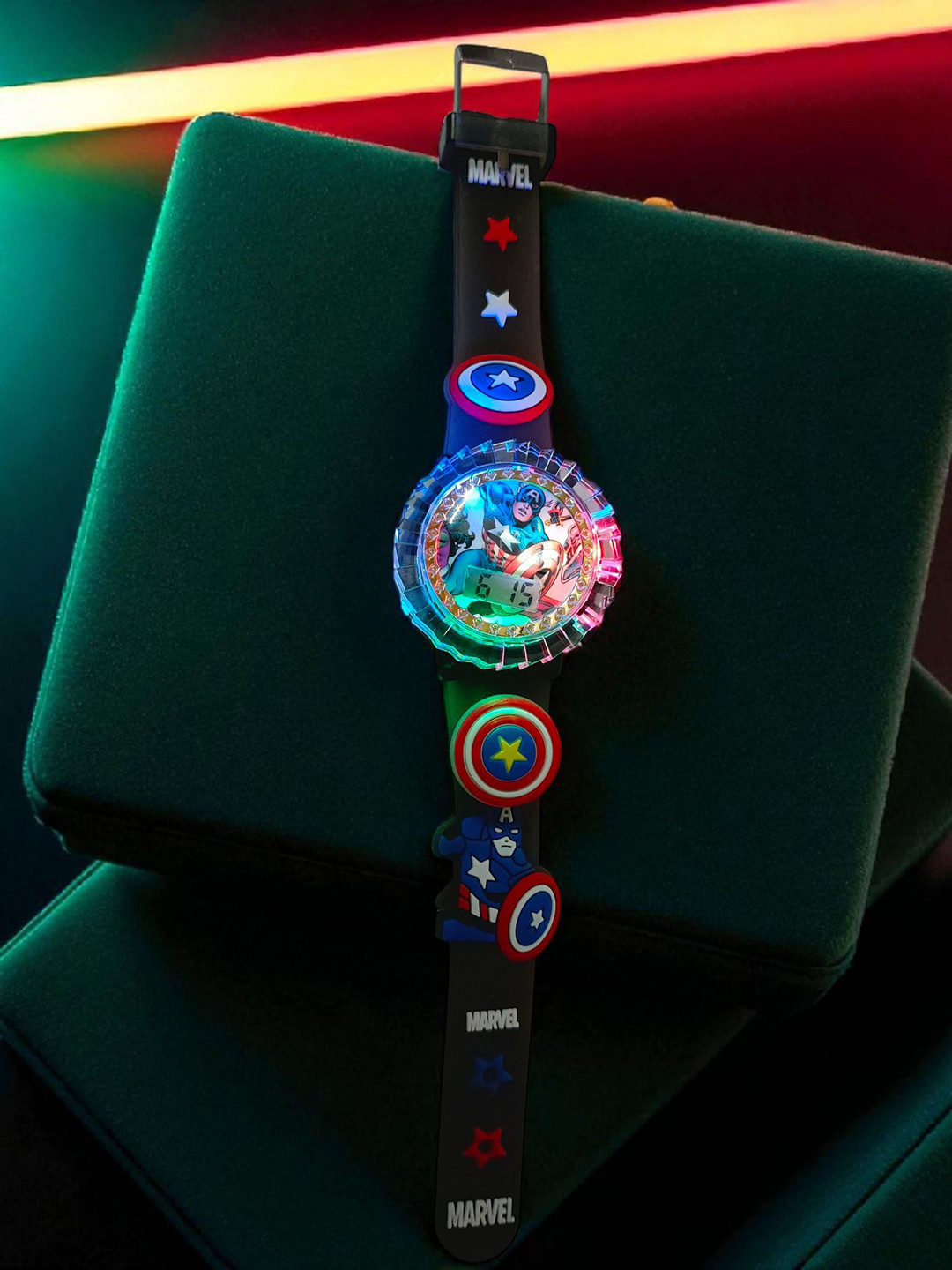 V.R.ENTERPRISES Boys Printed Dial Desco Led Light Digital Automatic Watch WT 2514