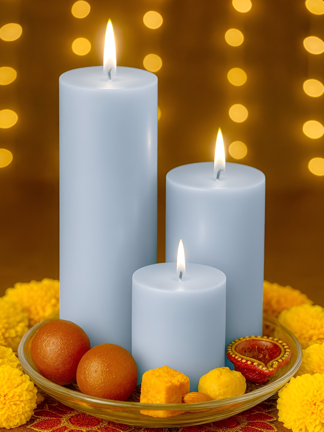 Homesake Turquoise Blue 3 Pieces Pillar Candles