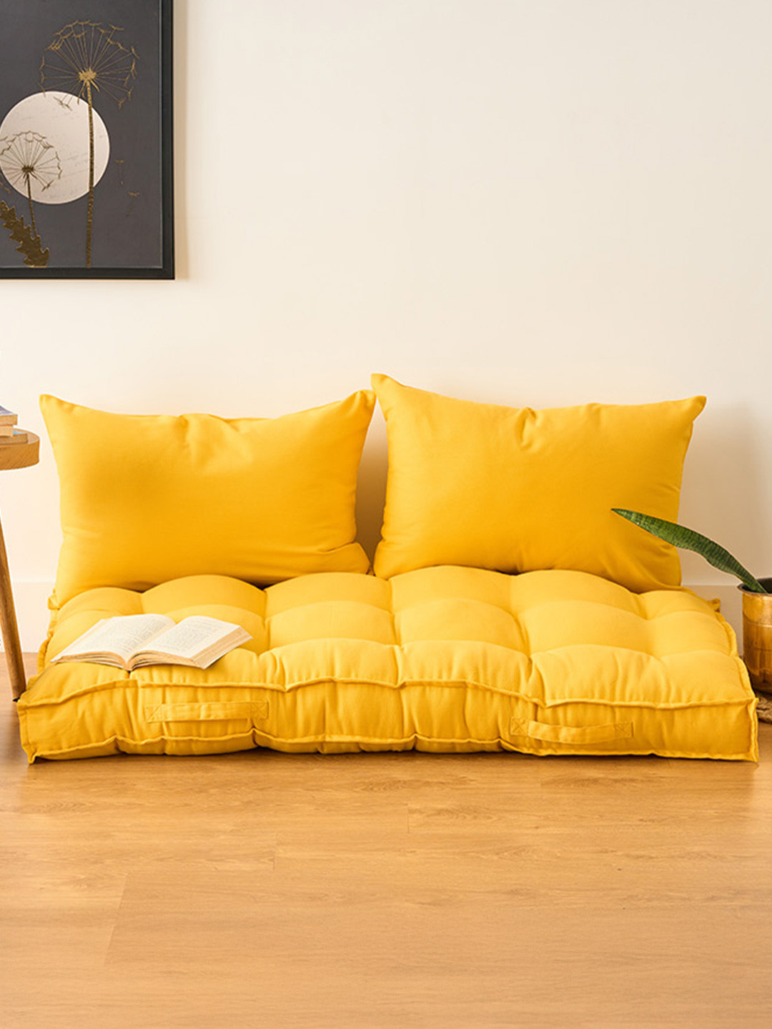 SKANDA FAB Yellow Rectangle Shaped Pure Cotton Pre-FilledCushions