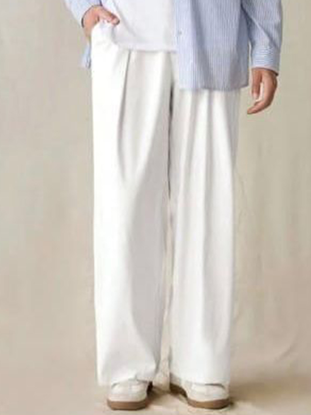 COVZ Men Korean Loose Fit Easy Wash Pleated Trousers