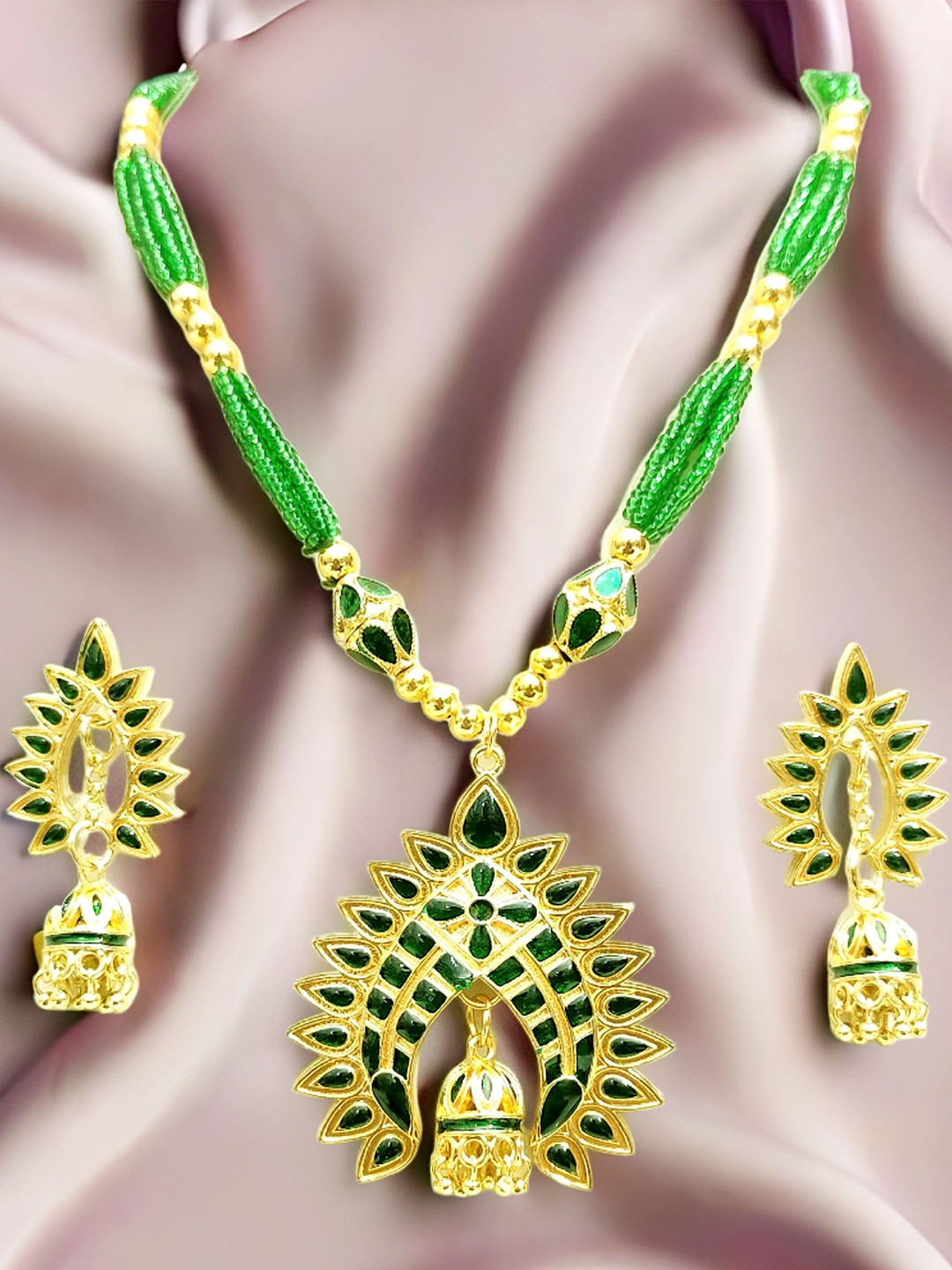 Balaji Gold Artificial Stones & Beads Studded Jewellery Set