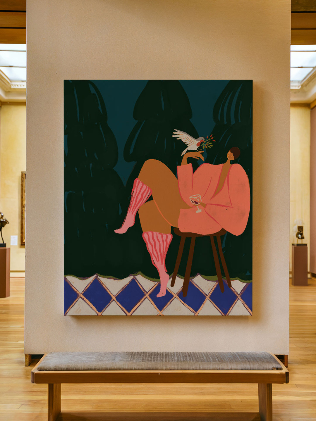 ASIAN MONK Multicoloured Wood A Lil Birdy Told Me Wall Paintings