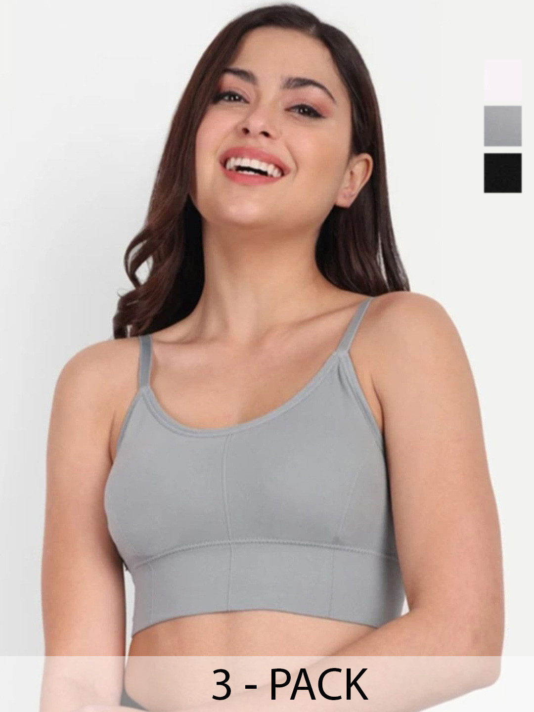 MS.TRADERS.786 Pak Of 3 Full Coverage Removable Padding Non-Wired Workout Bra