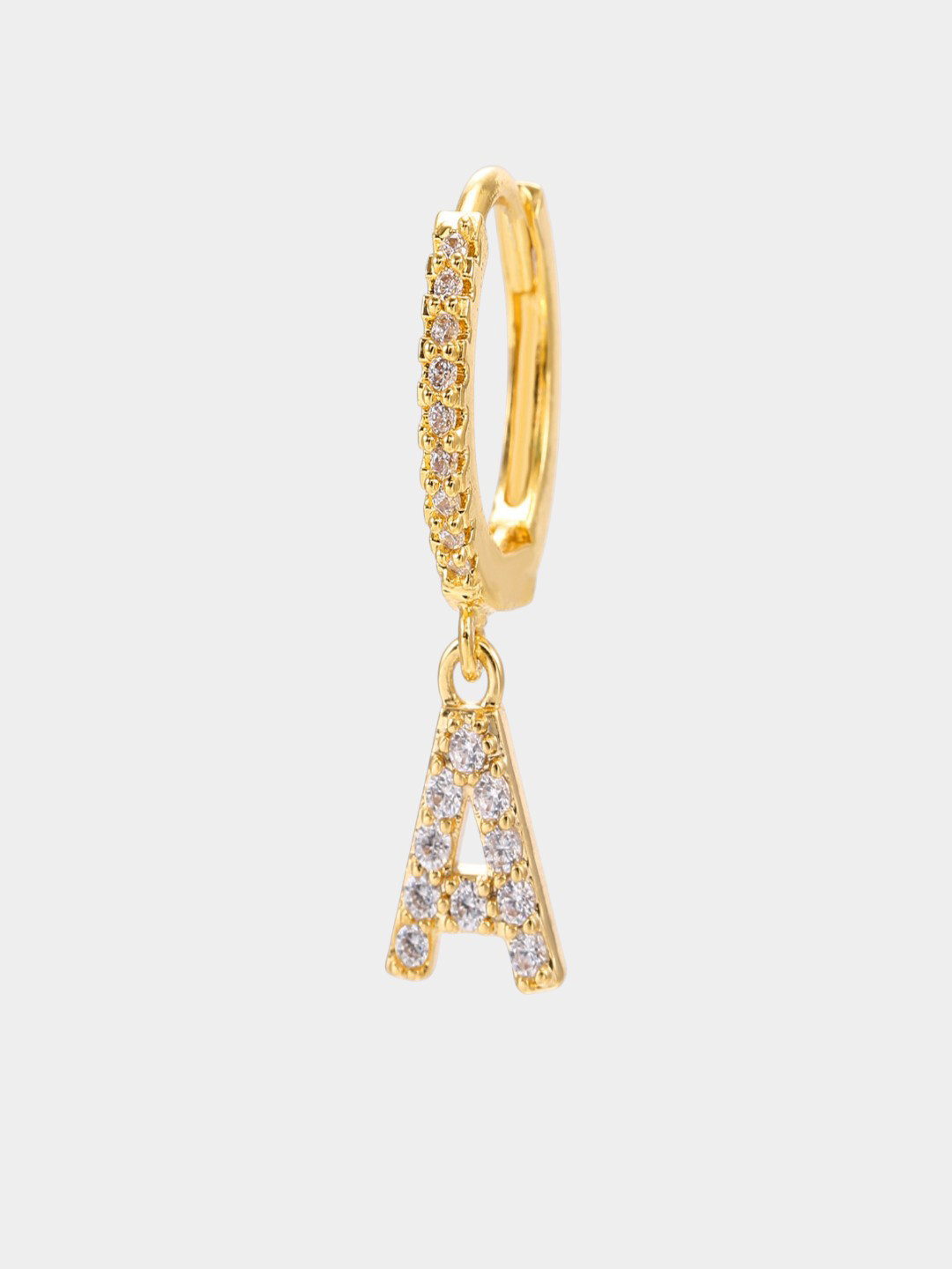 AQUASTREET 18K Gold-Plated Zircon Studded A Shaped Hoop Earrings