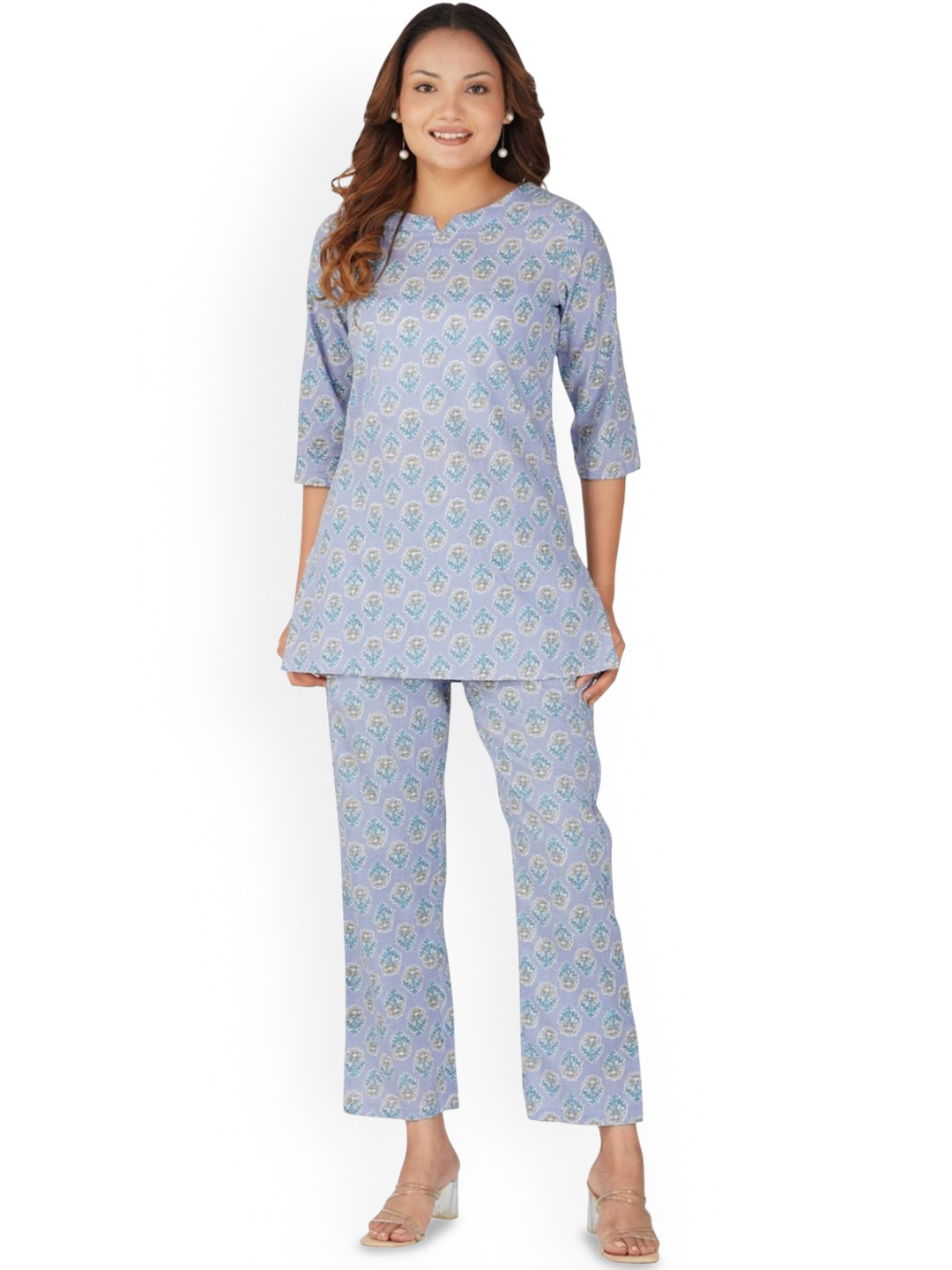 30 Looks Women Ethnic Motif Printed Pure Cotton Night suit