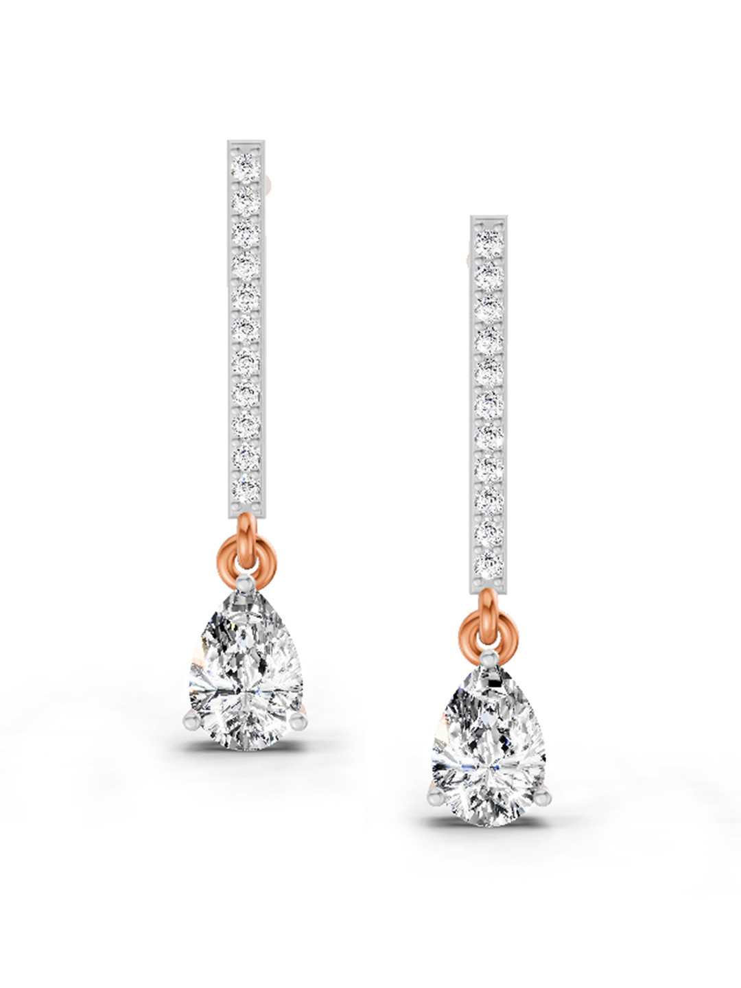 Sparkles 14K Rose Gold Lab Grown Diamond 1.11 Carat Pear Shape Dangle Diamond Earrings