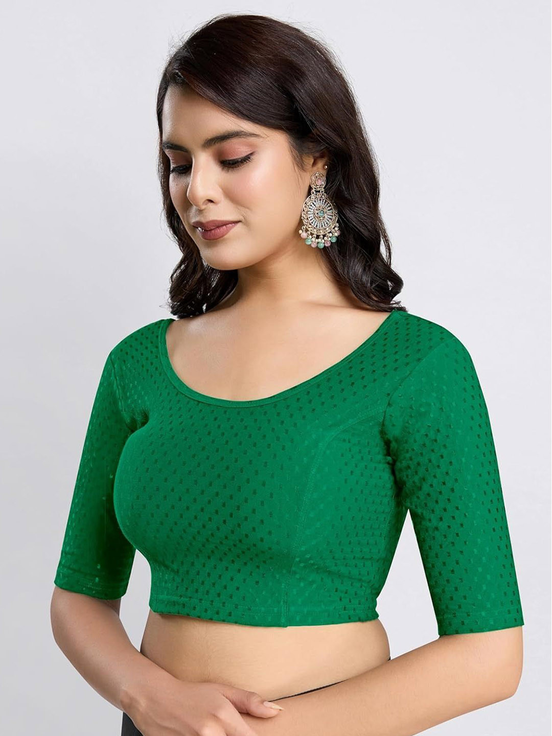 SHREEJI DESIGNER Printed Non-Padded Stretchable Saree Blouse