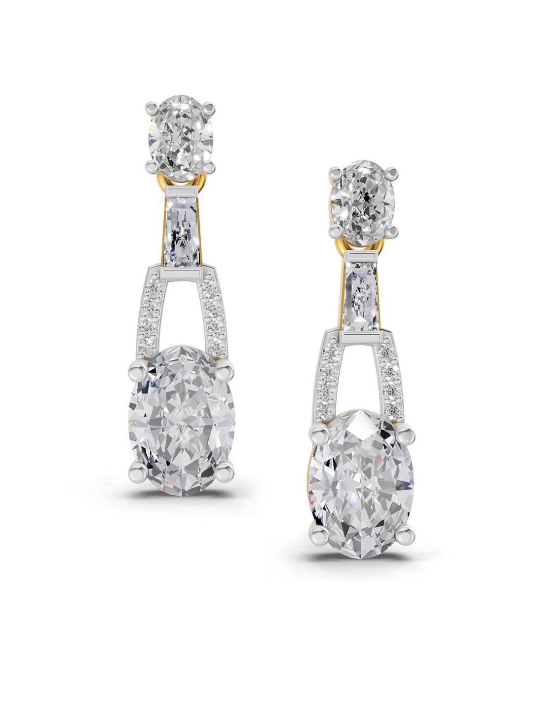 Sparkles 14K Yellow Gold Lab Grown Diamond  2.4 Carat Oval Shape Dangle Diamond Earrings