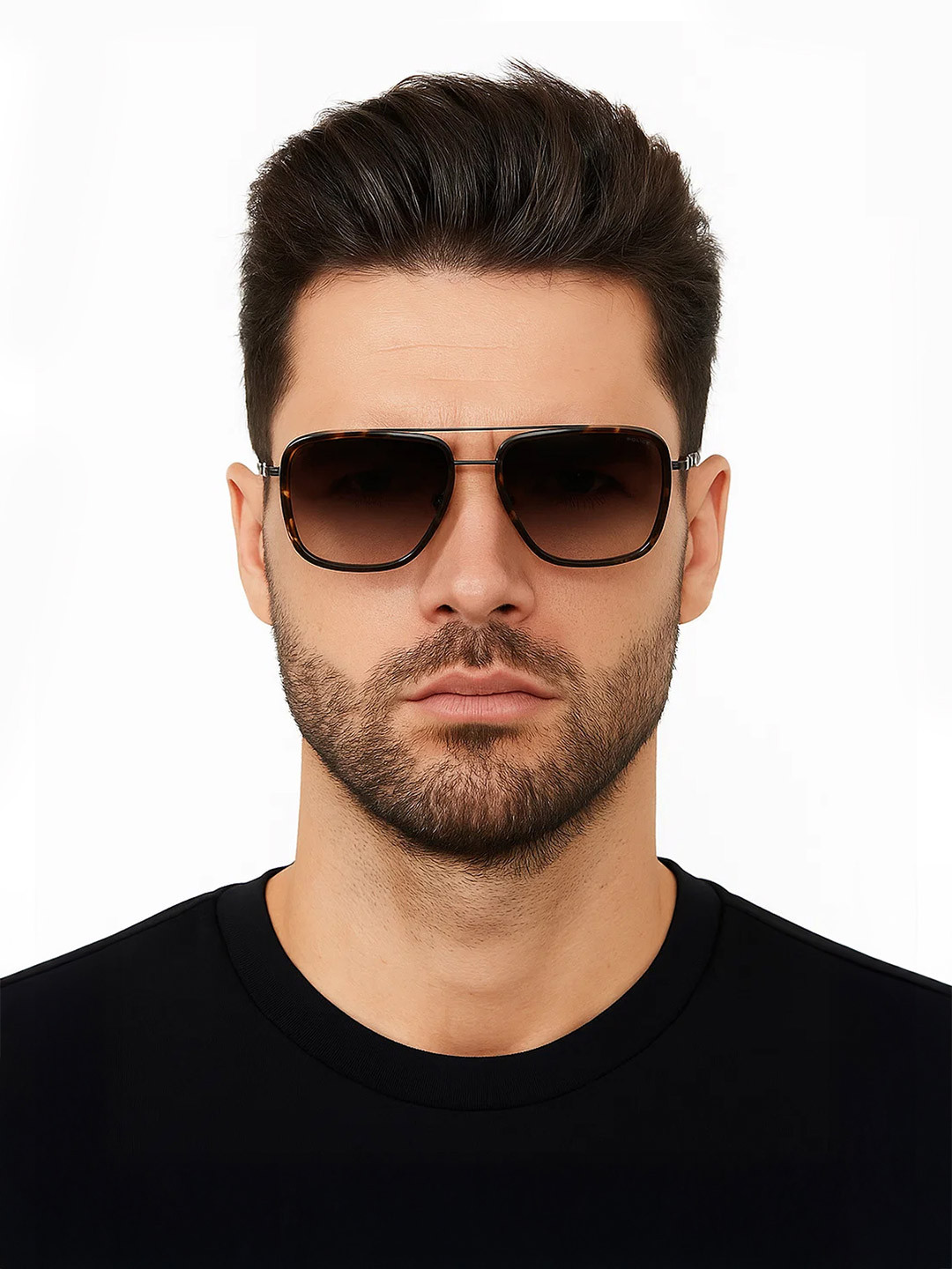 Police Men Square Sunglasses with UV Protected Lens SPLP59K57568SG