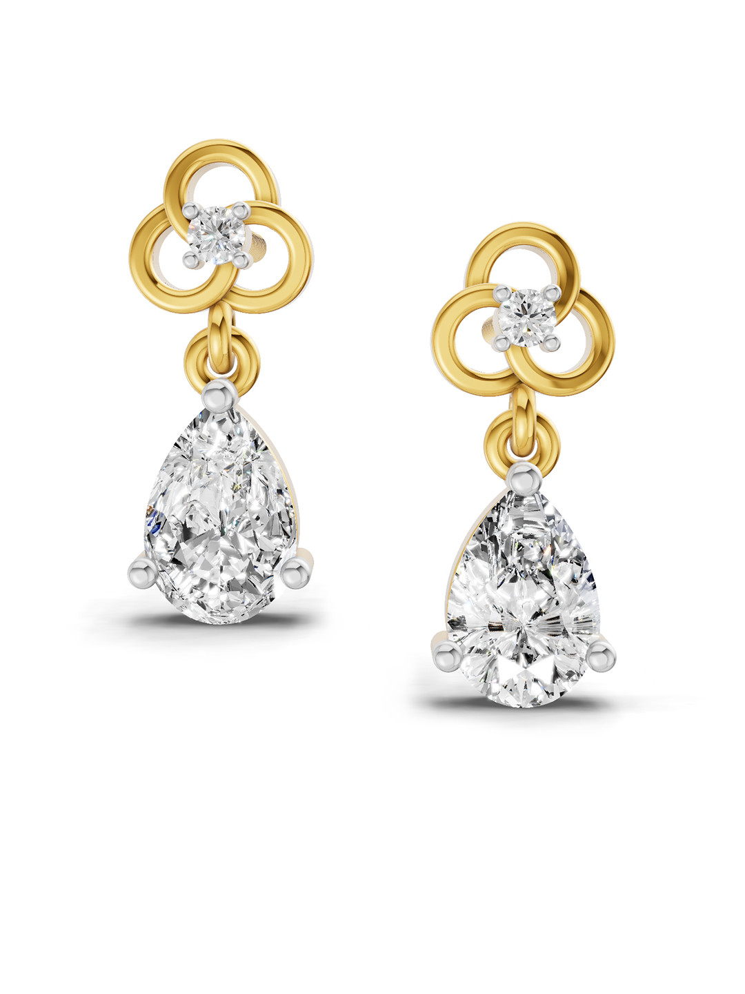 Sparkles 14K Yellow Gold Lab Grown Diamond 1.22 Carat Pear Shape Dangle Diamond Earrings