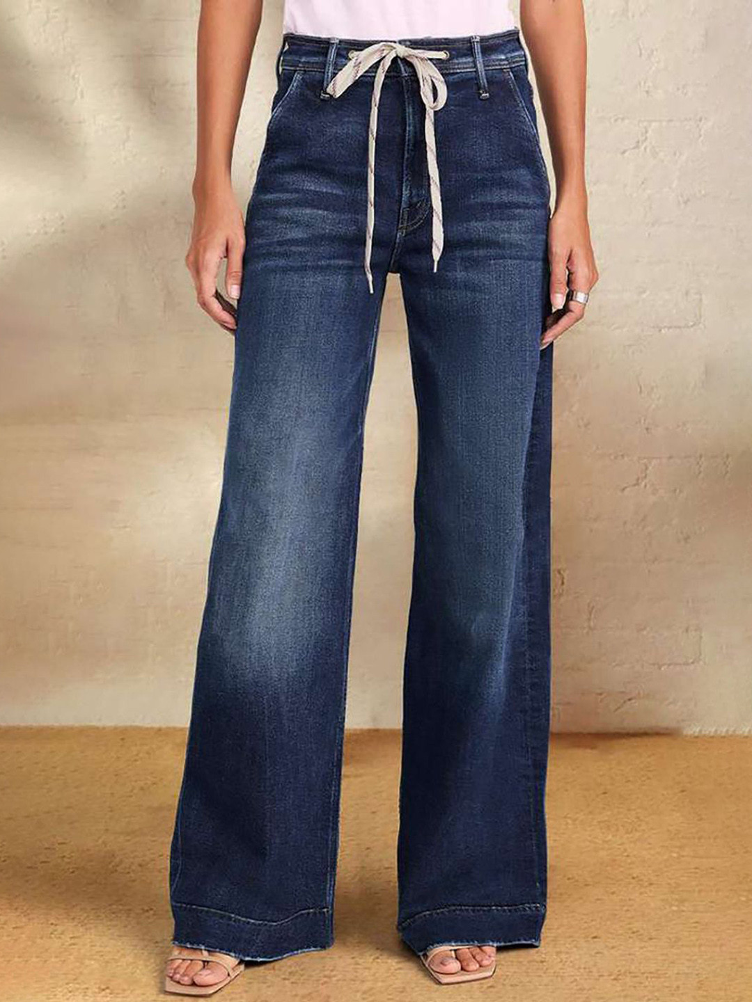 JC Mode Women Wide Leg High-Rise Light Fade Jeans