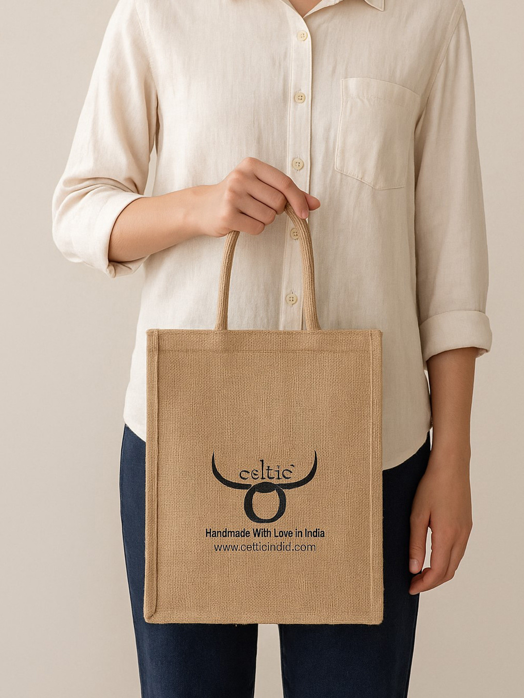 Celtic Leather Graphic Structured Tote Bag