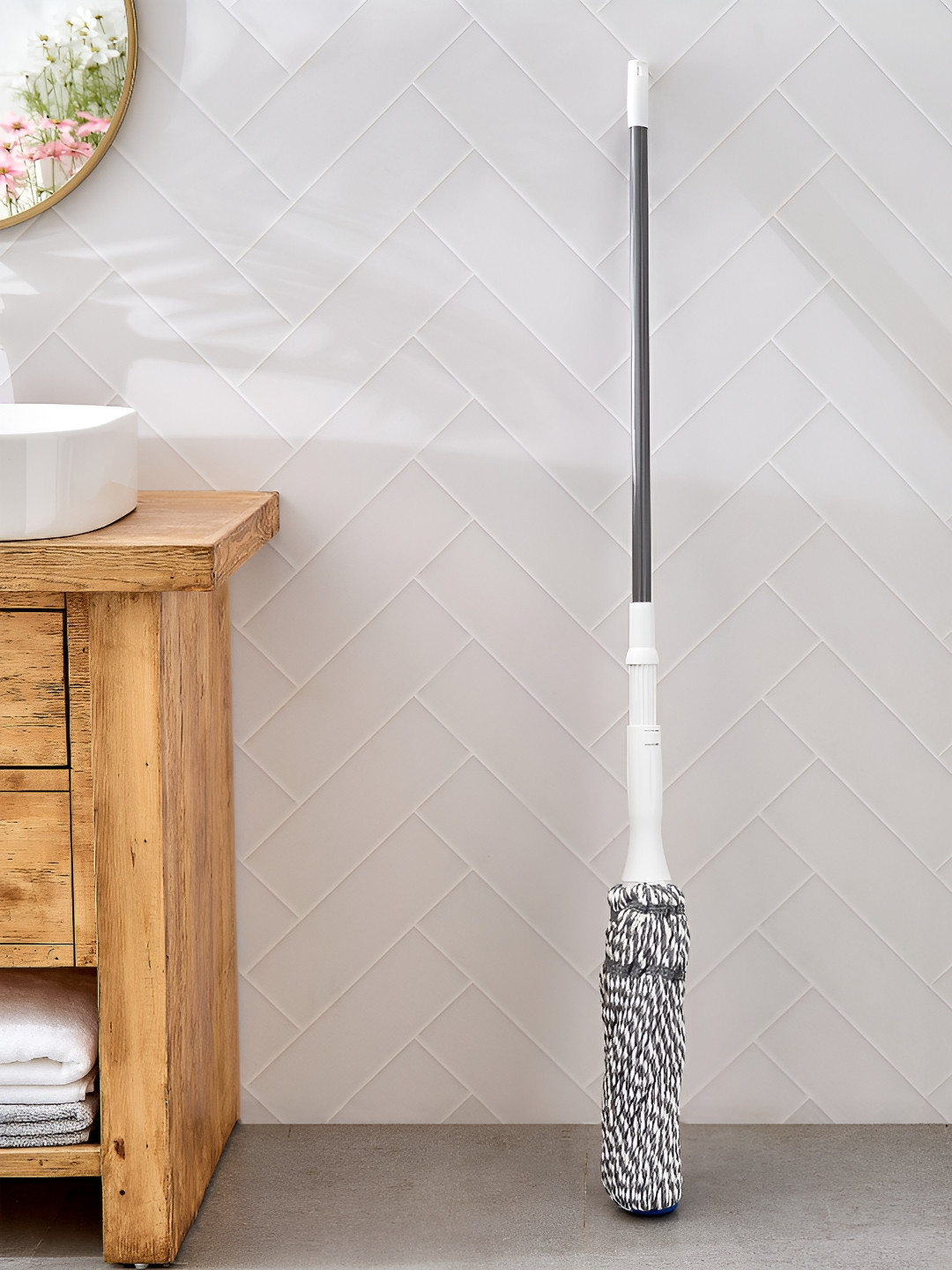Home Centre Grey & White Solid Polypropylene Bath Accessories Set