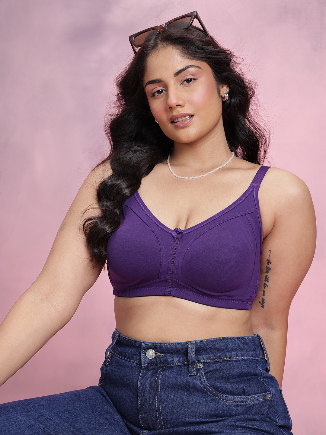 DressBerry Plus Size Full Coverage Non Padded Non Wired Everyday Bra DRM-DB-MK50-BC-TBC