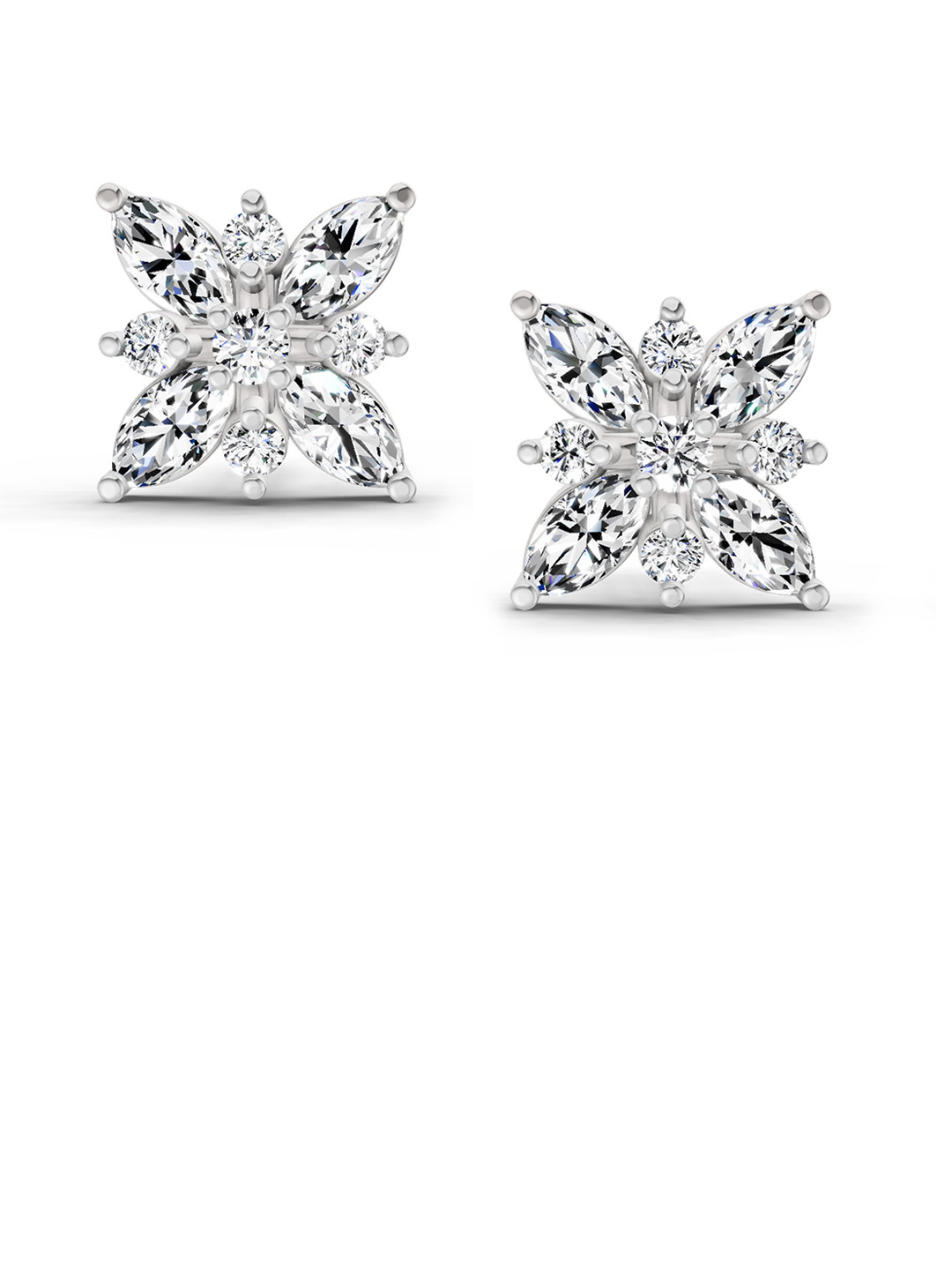 Sparkles 14K White Gold Lab Grown Diamond 0.66 Carat Marquise Diamond Cluster Earrings