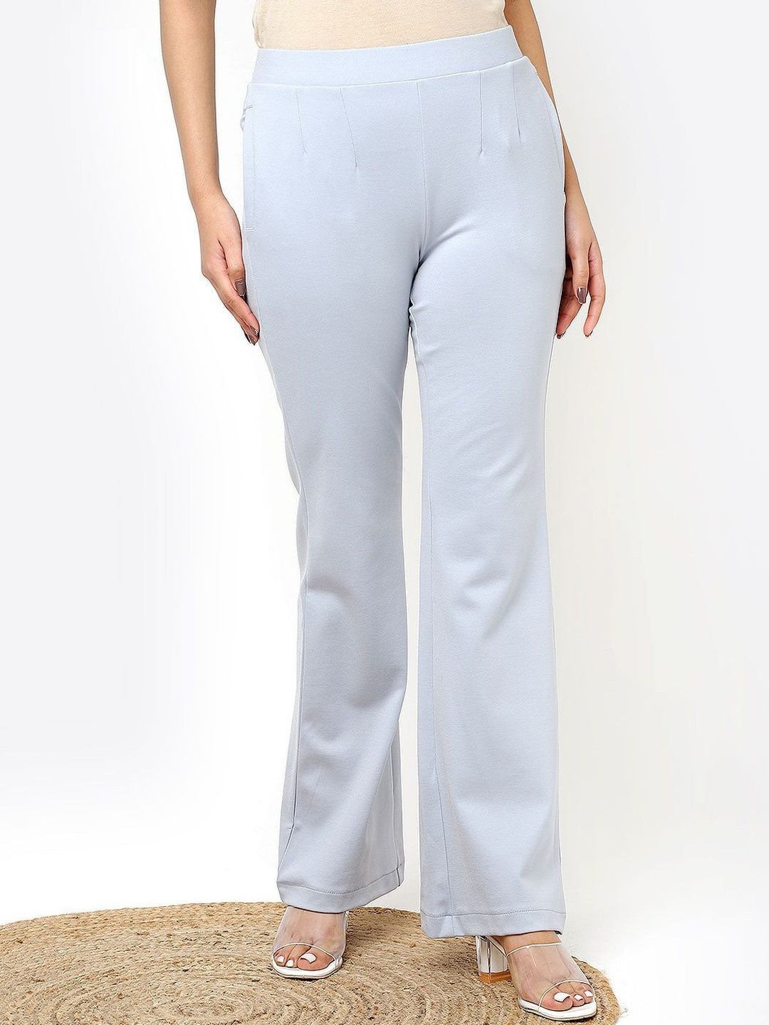 Lakshita Women Blue Mid-Rise Relaxed Fit Viscose Rayon Trouser