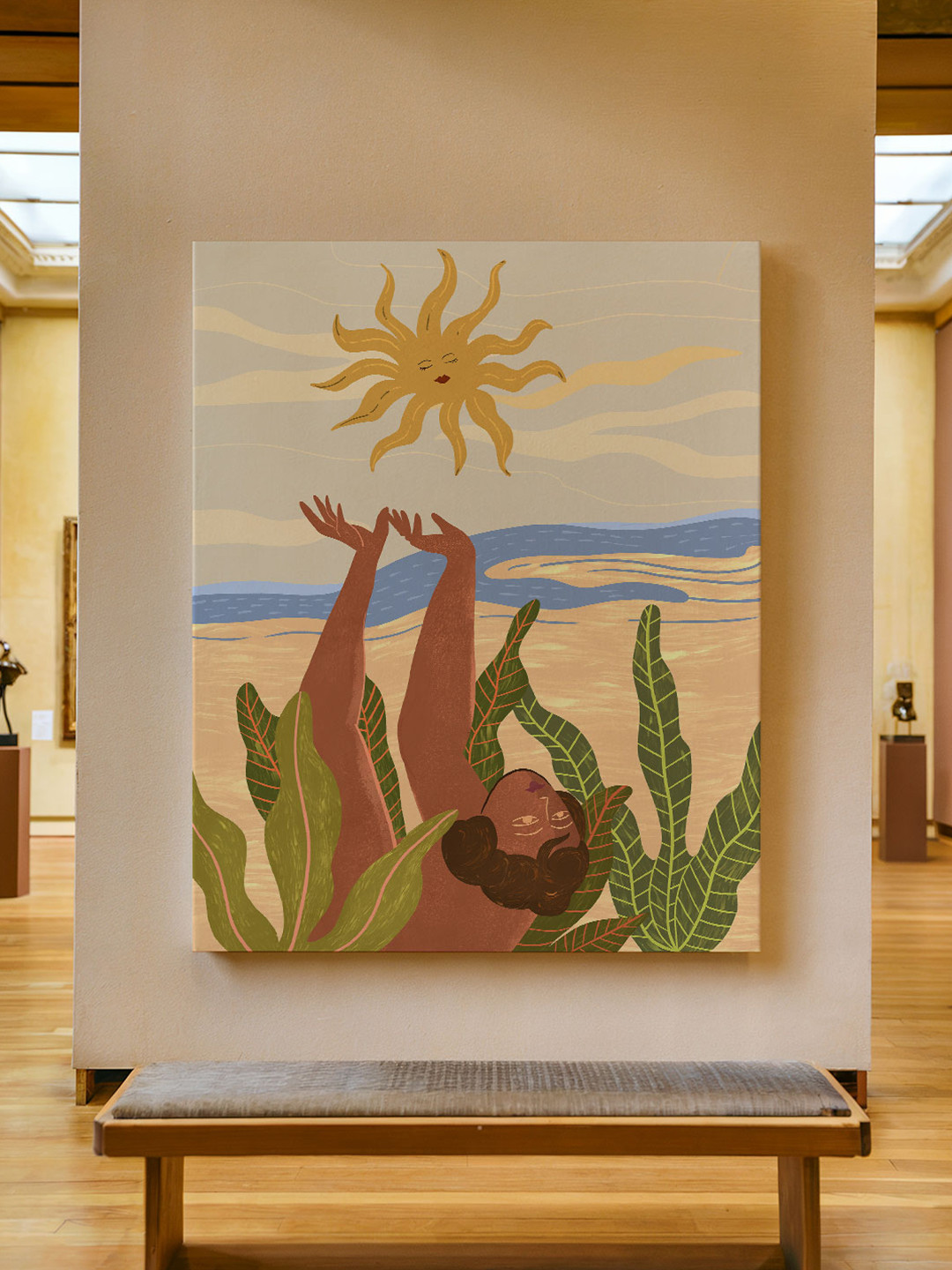 ASIAN MONK Multicoloured Costal Wall Paintings