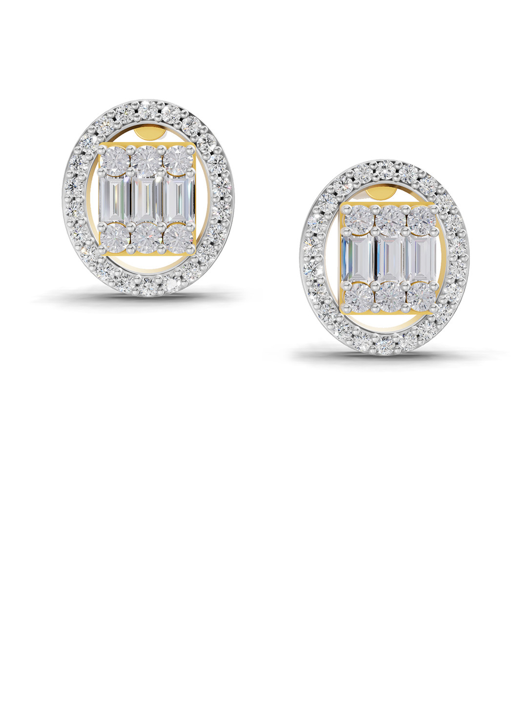 Sparkles 14K Yellow Gold Lab Grown Diamond  0.76 Carat Baguette Diamond Cluster Earrings